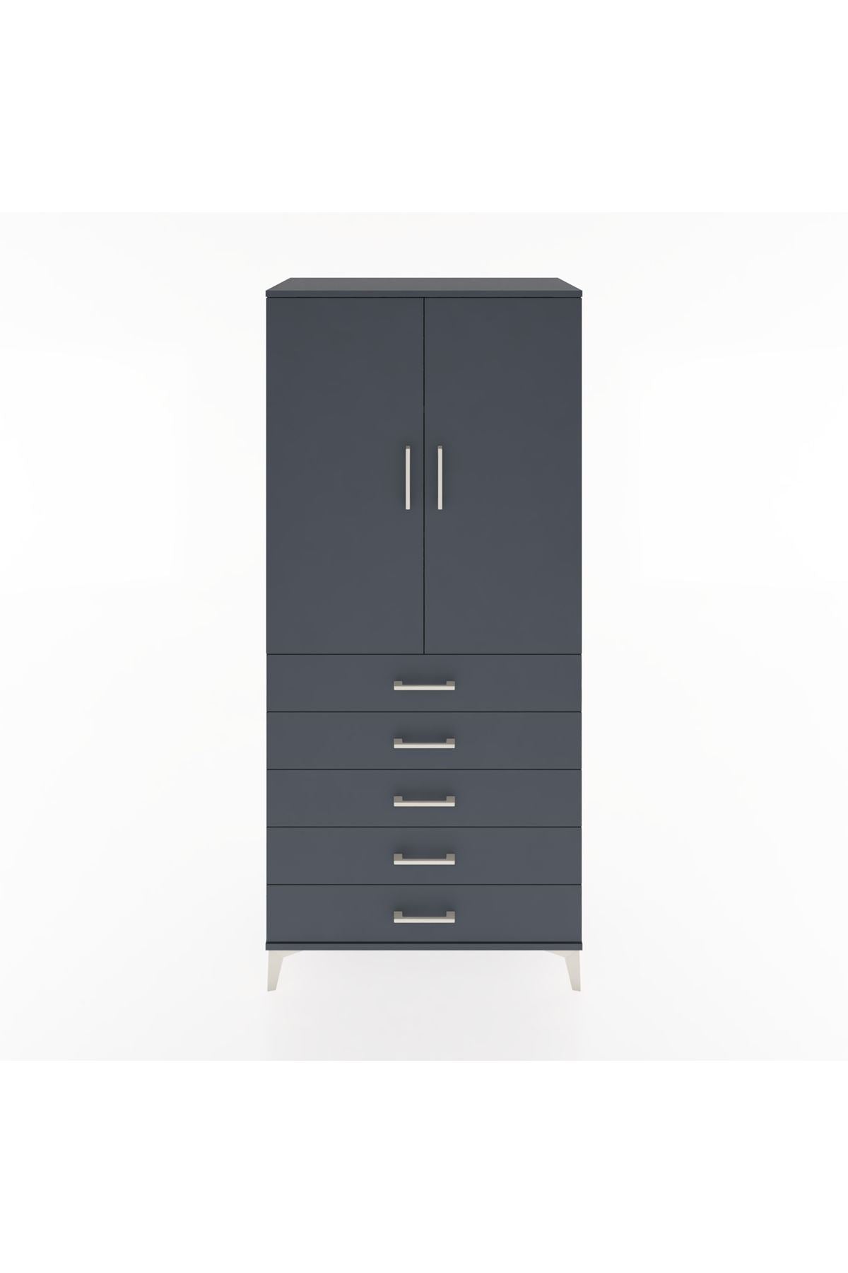 Hyperion Dolap 3 Raflı 5 Çekmeceli 2 Kapaklı 88x44x195 - S60M099V5B