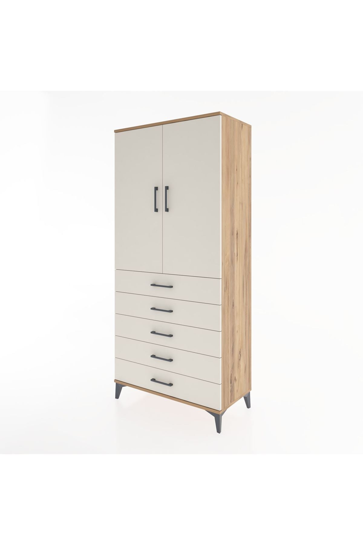 Hyperion Dolap 3 Raflı 5 Çekmeceli 2 Kapaklı 88x44x195 - S60M099V7B