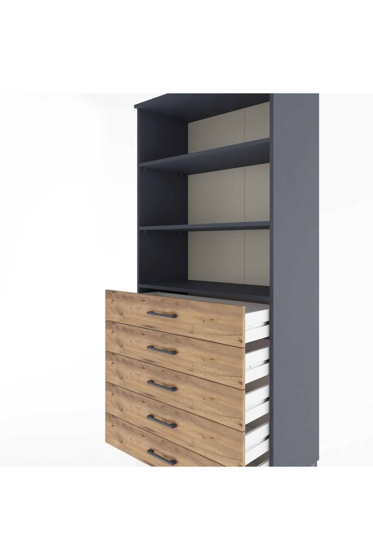 Hyperion Dolap 3 Raflı 5 Çekmeceli 88x44x195 - S60M100V6B