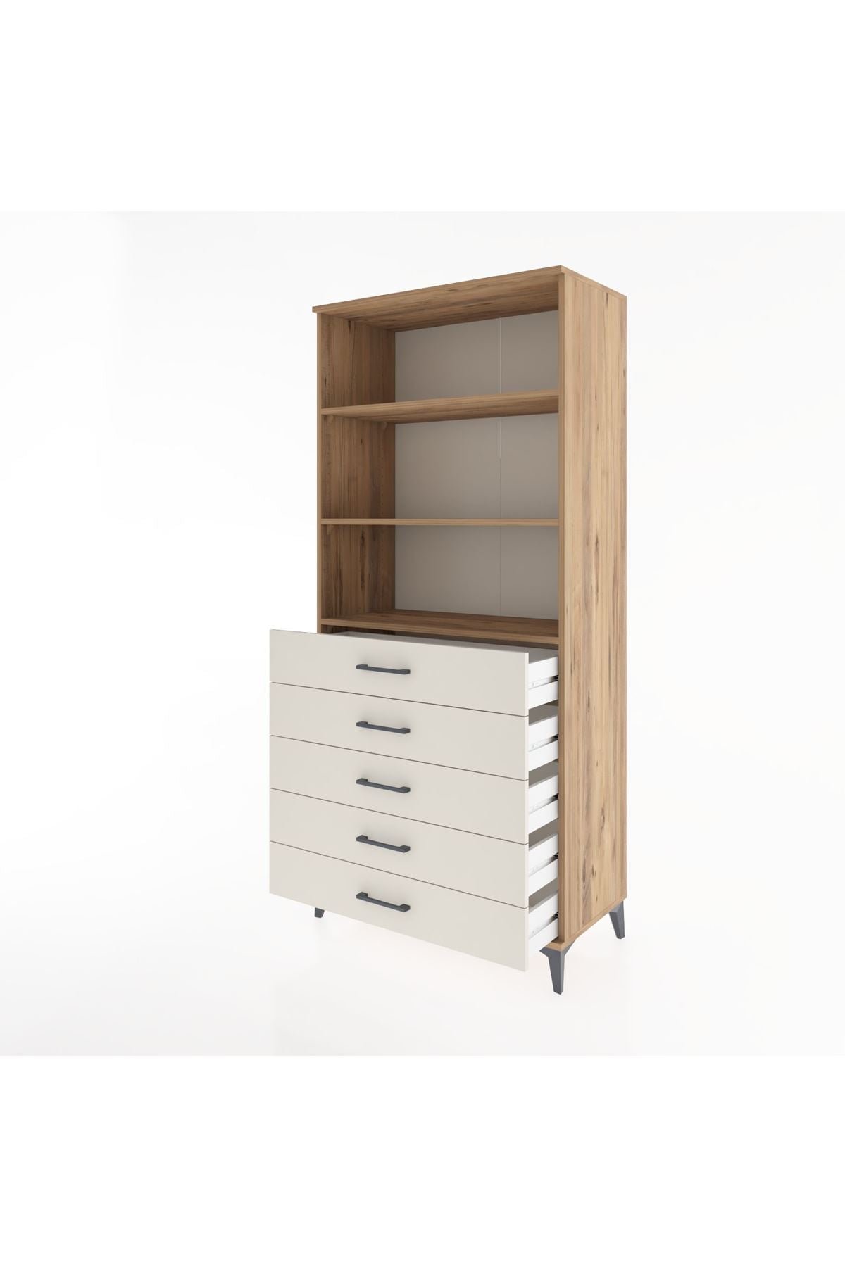 Hyperion Dolap 3 Raflı 5 Çekmeceli 88x44x195 - S60M100V7B
