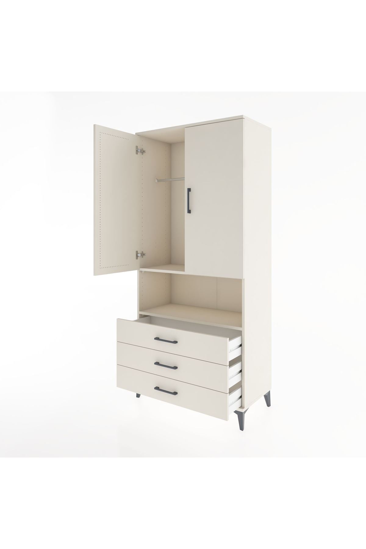 Hyperion Dolap 2 Raflı 3 Çekmeceli Tek Askılı 88x44x195 - S60M101V1B