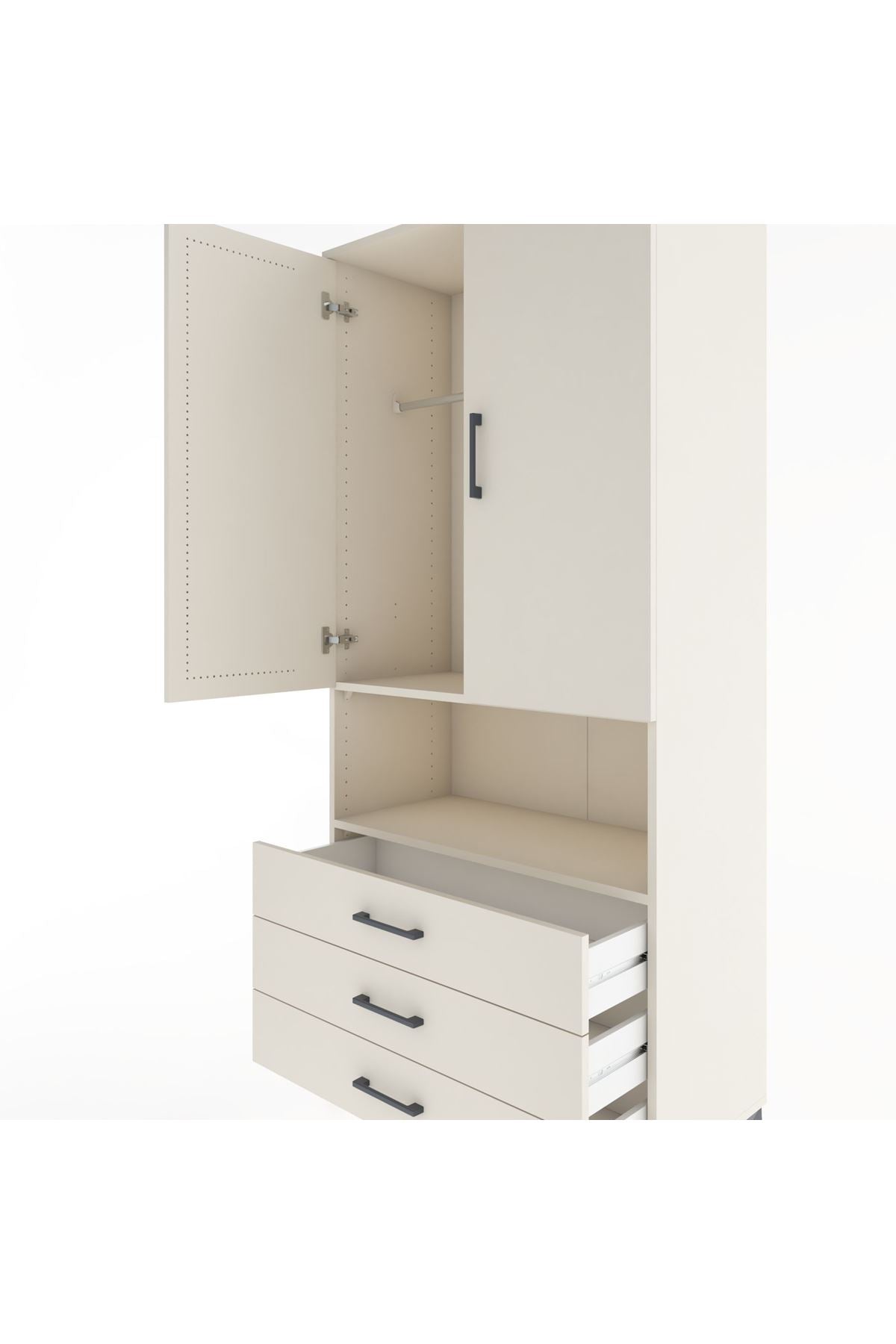 Hyperion Dolap 2 Raflı 3 Çekmeceli Tek Askılı 88x44x195 - S60M101V1B