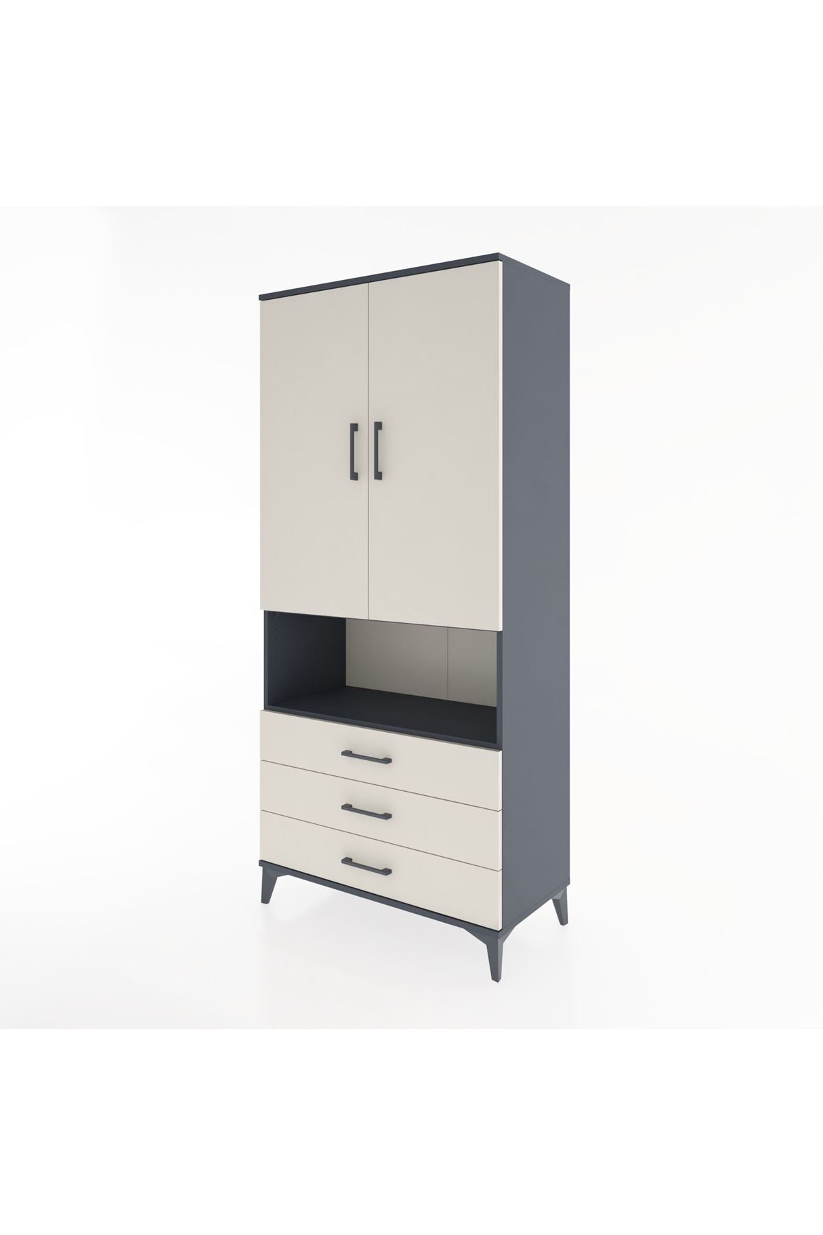 Hyperion Dolap 2 Raflı 3 Çekmeceli Tek Askılı 88x44x195 - S60M101V4B
