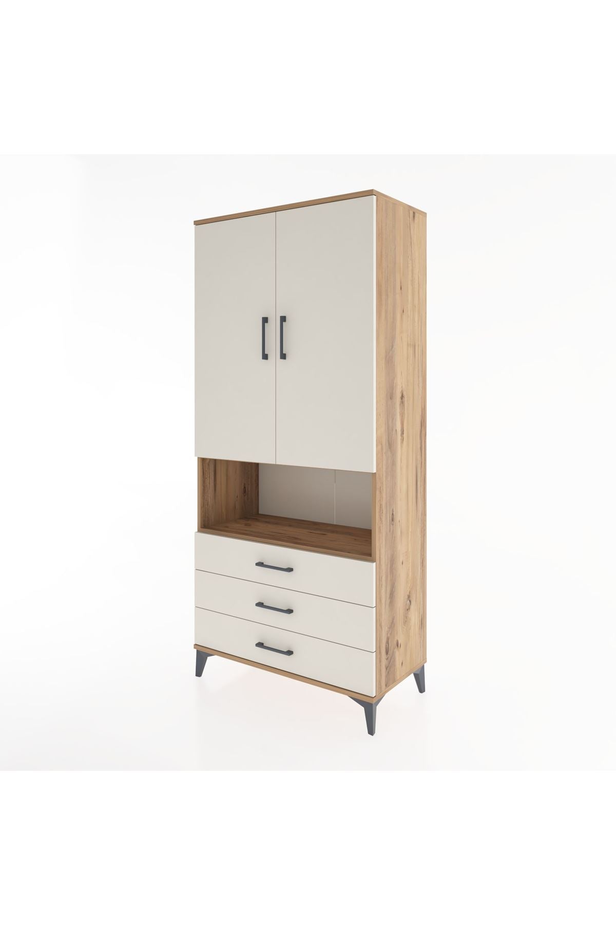 Hyperion Dolap 2 Raflı 3 Çekmeceli Tek Askılı 88x44x195 - S60M101V7B