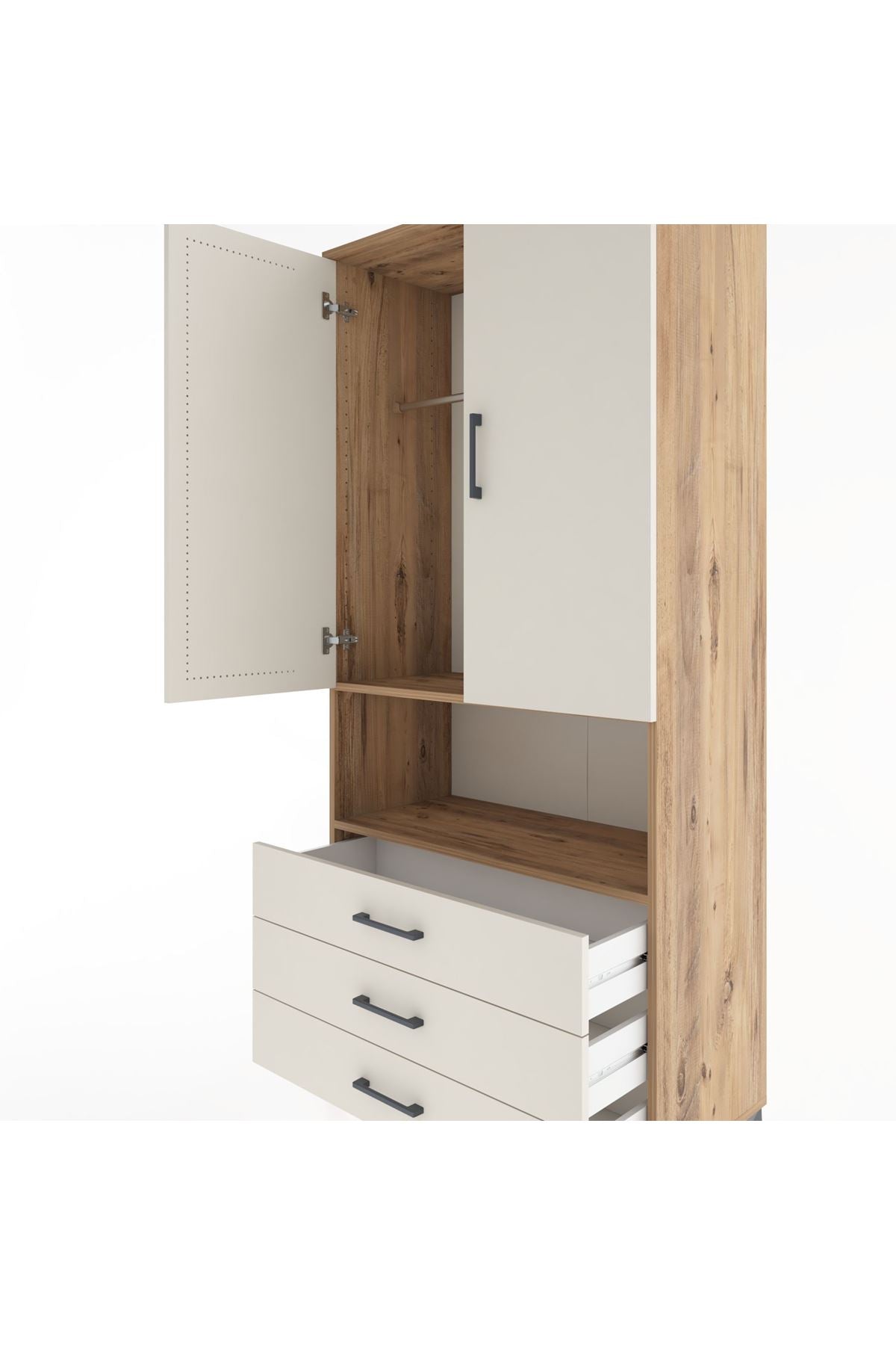 Hyperion Dolap 2 Raflı 3 Çekmeceli Tek Askılı 88x44x195 - S60M101V7B