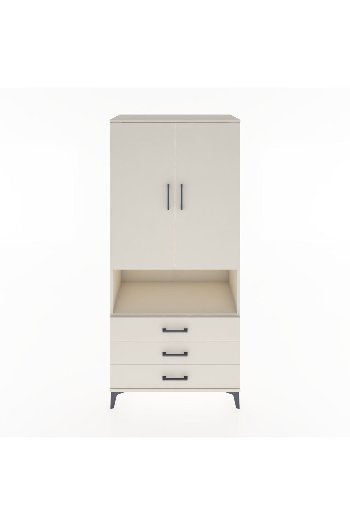 Hyperion Dolap 4 Raflı 3 Çekmeceli 2 Kapaklı 88x44x195 - S60M102V1B