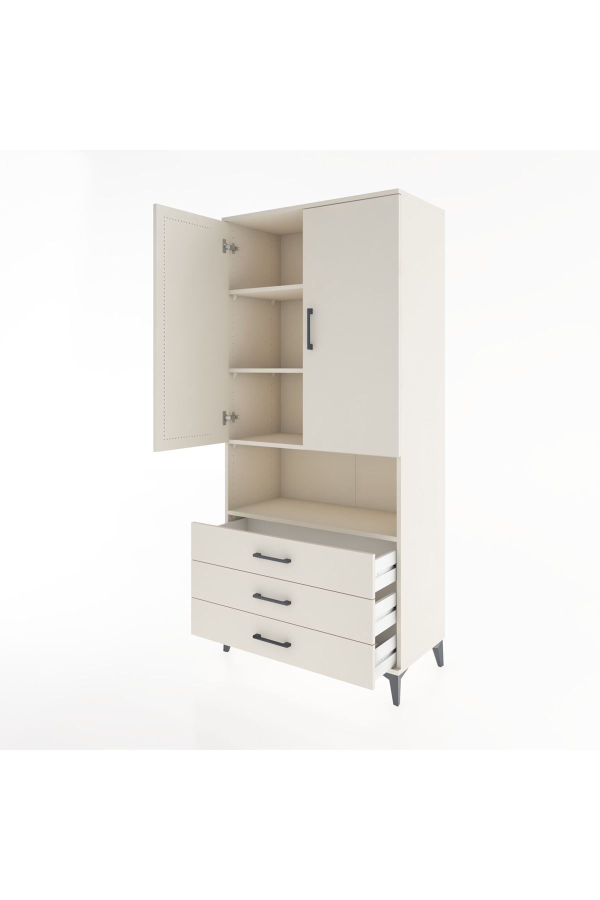 Hyperion Dolap 4 Raflı 3 Çekmeceli 2 Kapaklı 88x44x195 - S60M102V1B