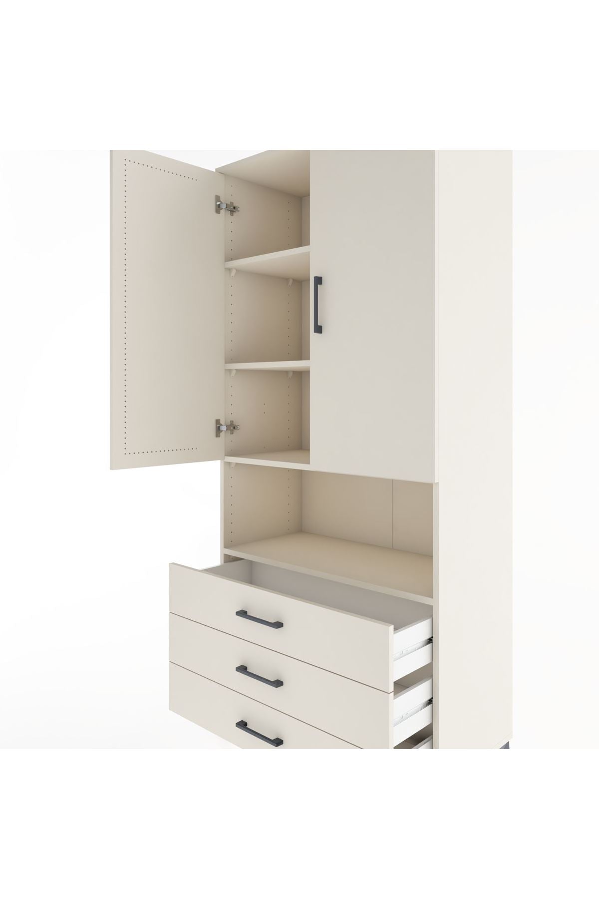 Hyperion Dolap 4 Raflı 3 Çekmeceli 2 Kapaklı 88x44x195 - S60M102V1B