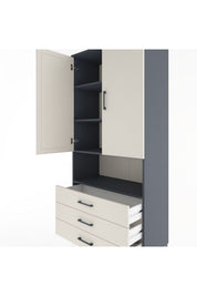 Hyperion Dolap 4 Raflı 3 Çekmeceli 2 Kapaklı 88x44x195 - S60M102V4B