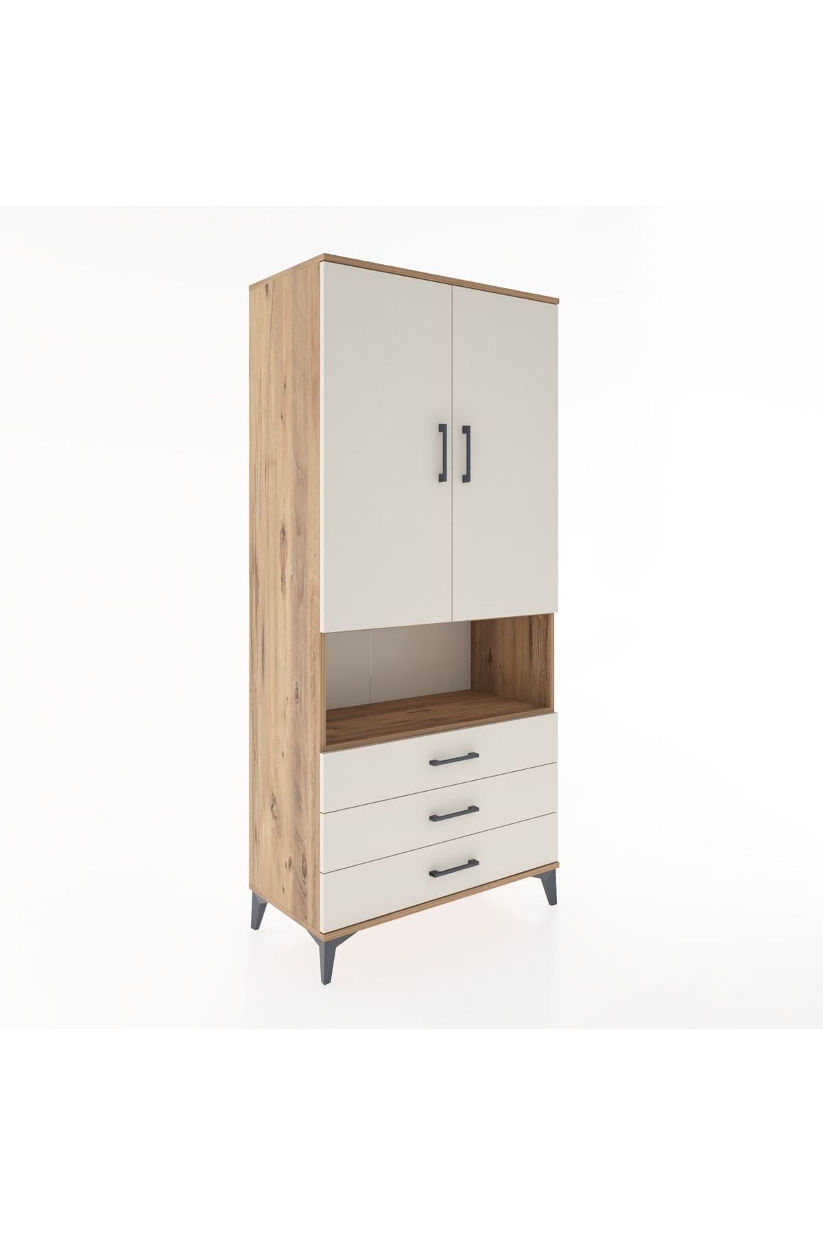 Hyperion Dolap 4 Raflı 3 Çekmeceli 2 Kapaklı 88x44x195 - S60M102V7B