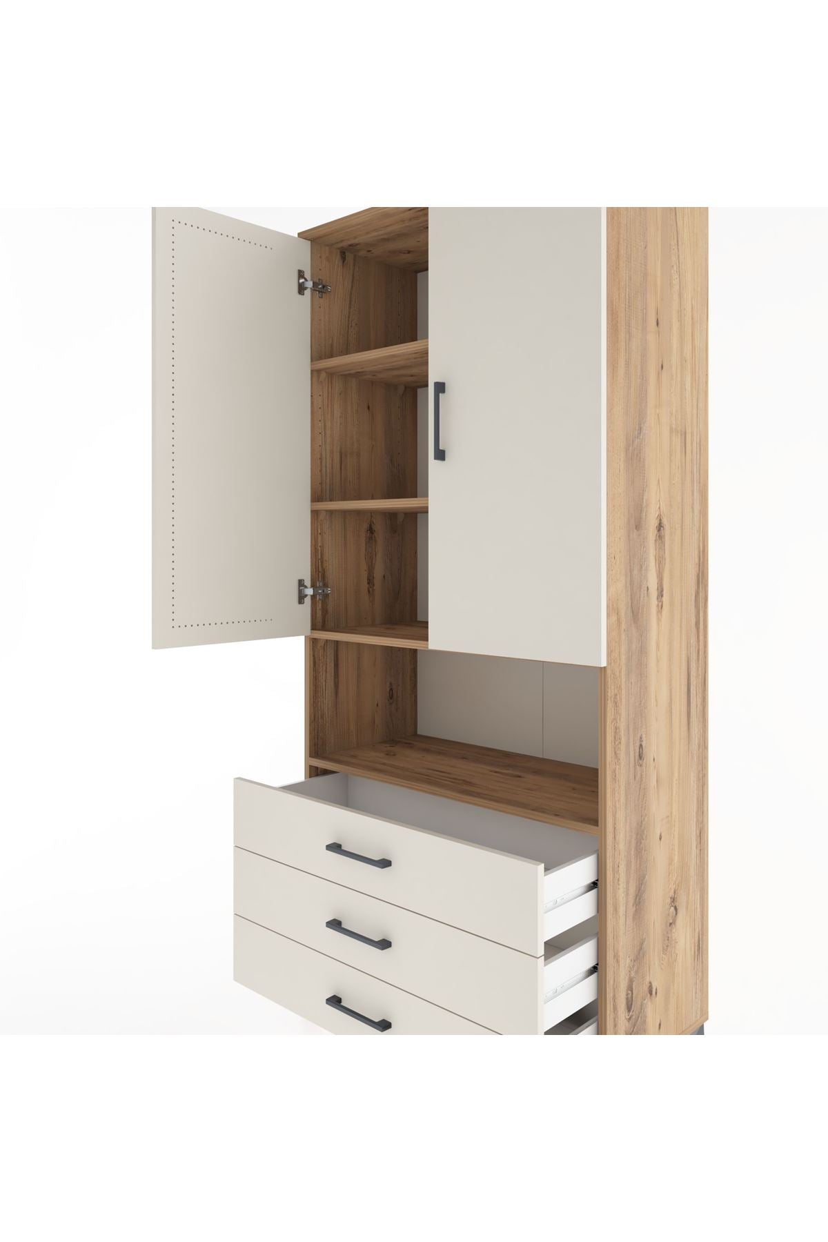Hyperion Dolap 4 Raflı 3 Çekmeceli 2 Kapaklı 88x44x195 - S60M102V7B
