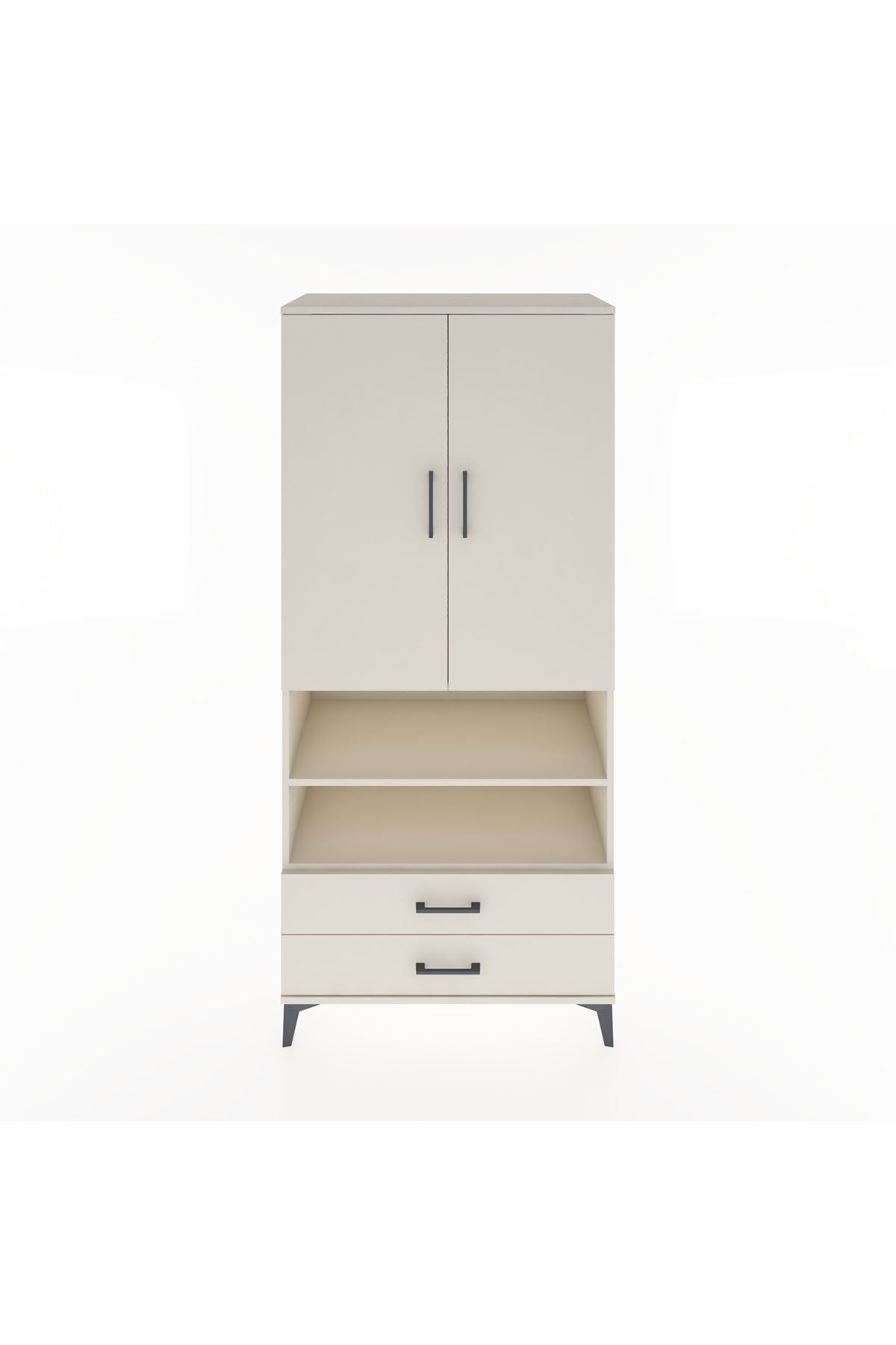 Hyperion Dolap 3 Raflı 2 Çekmeceli Tek Askılı 88x44x195 - S60M103V1B
