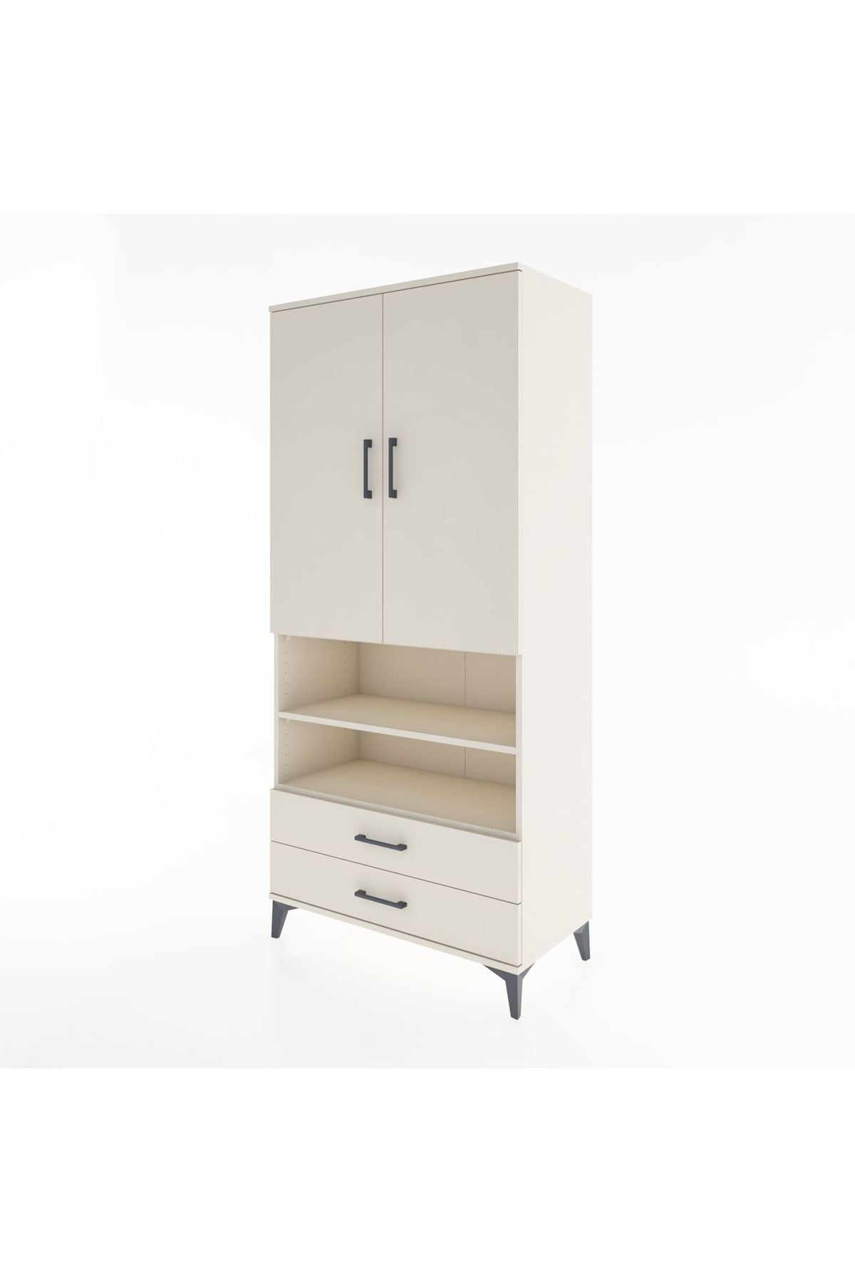 Hyperion Dolap 3 Raflı 2 Çekmeceli Tek Askılı 88x44x195 - S60M103V1B