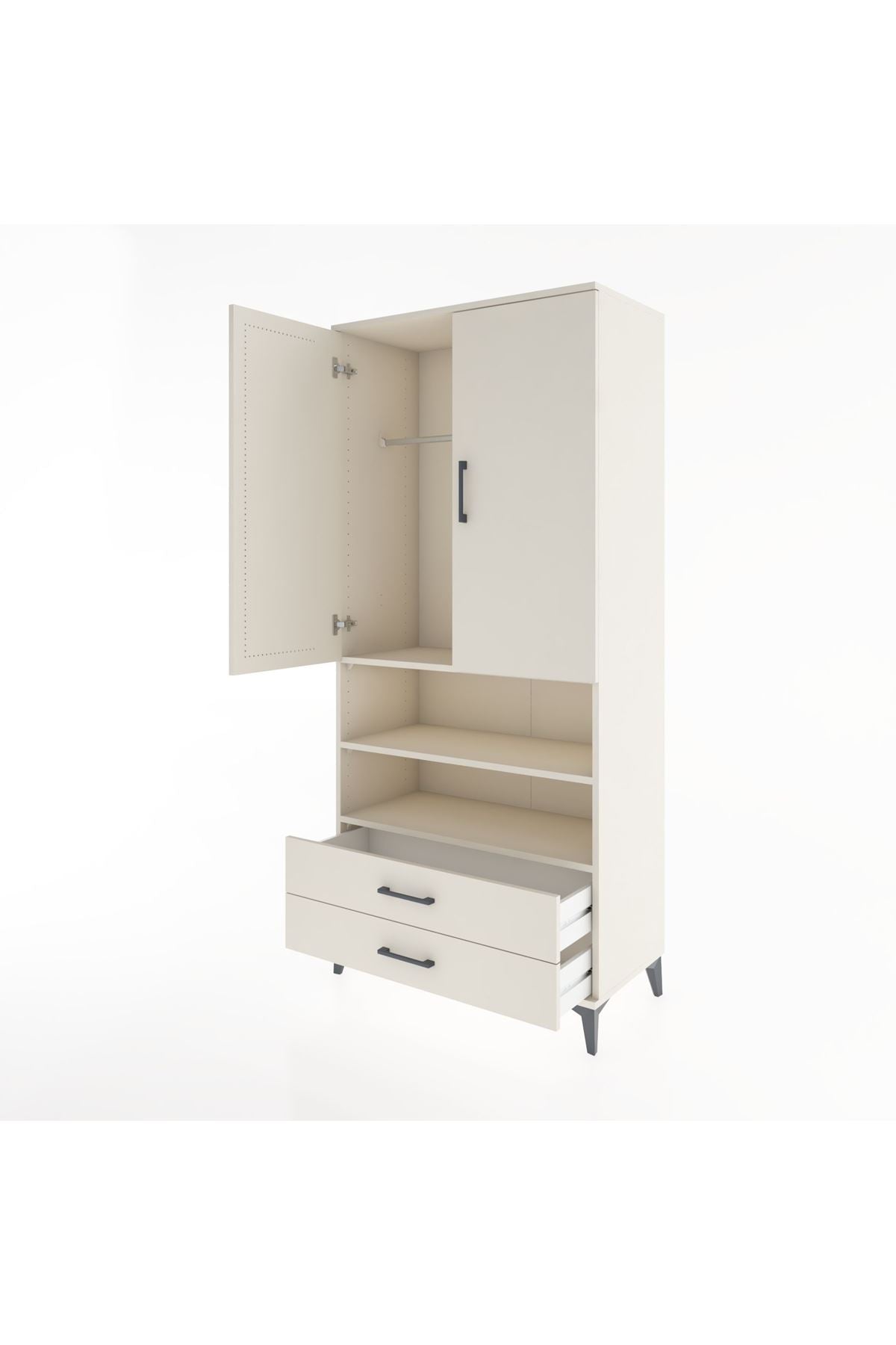Hyperion Dolap 3 Raflı 2 Çekmeceli Tek Askılı 88x44x195 - S60M103V1B