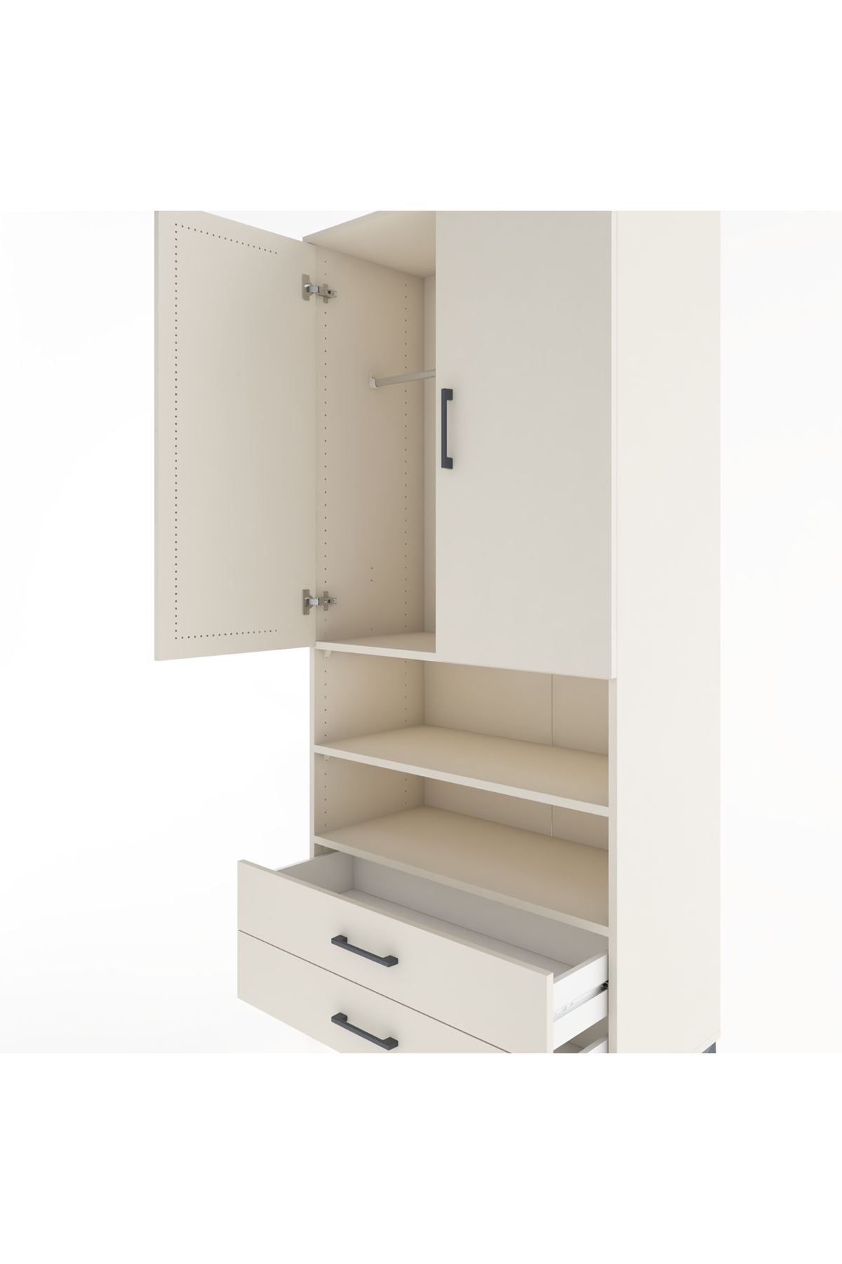 Hyperion Dolap 3 Raflı 2 Çekmeceli Tek Askılı 88x44x195 - S60M103V1B