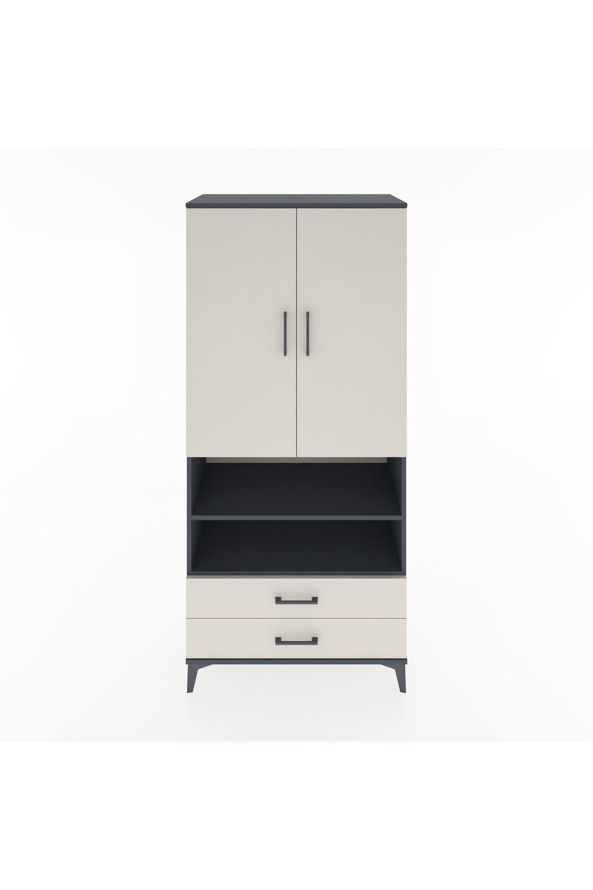 Hyperion Dolap 3 Raflı 2 Çekmeceli Tek Askılı 88x44x195 - S60M103V4B