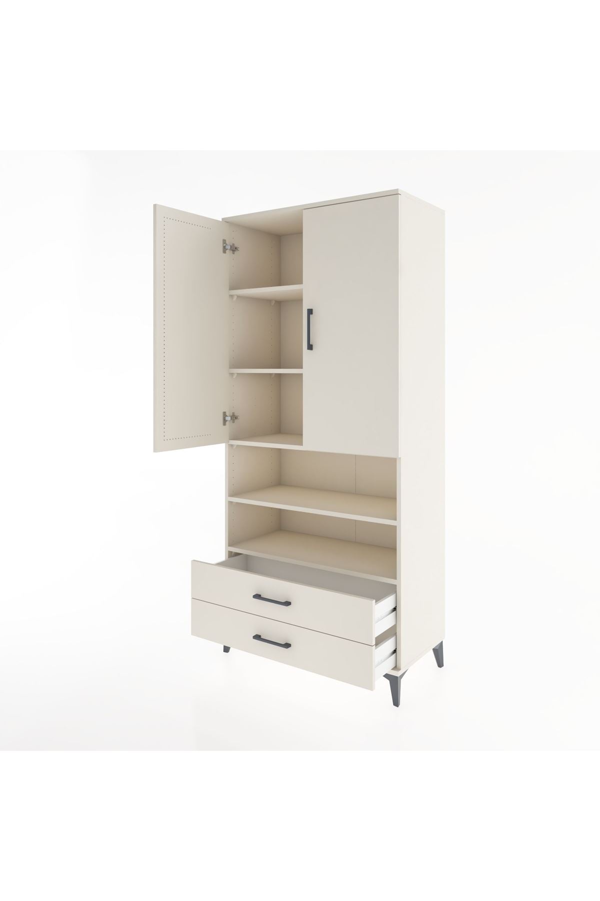 Hyperion Dolap 5 Raflı 2 Çekmeceli 2 Kapaklı 88x44x195 - S60M104V1B
