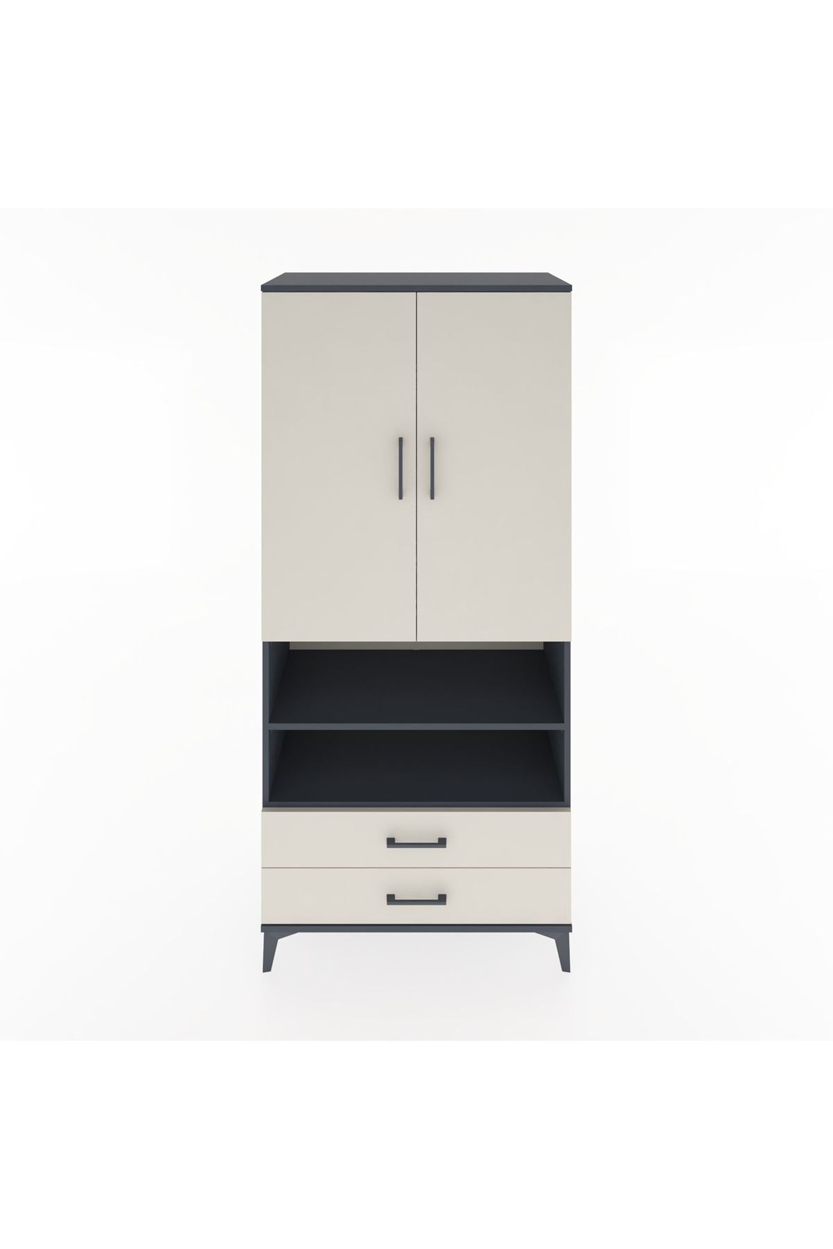 Hyperion Dolap 5 Raflı 2 Çekmeceli 2 Kapaklı 88x44x195 - S60M104V4B