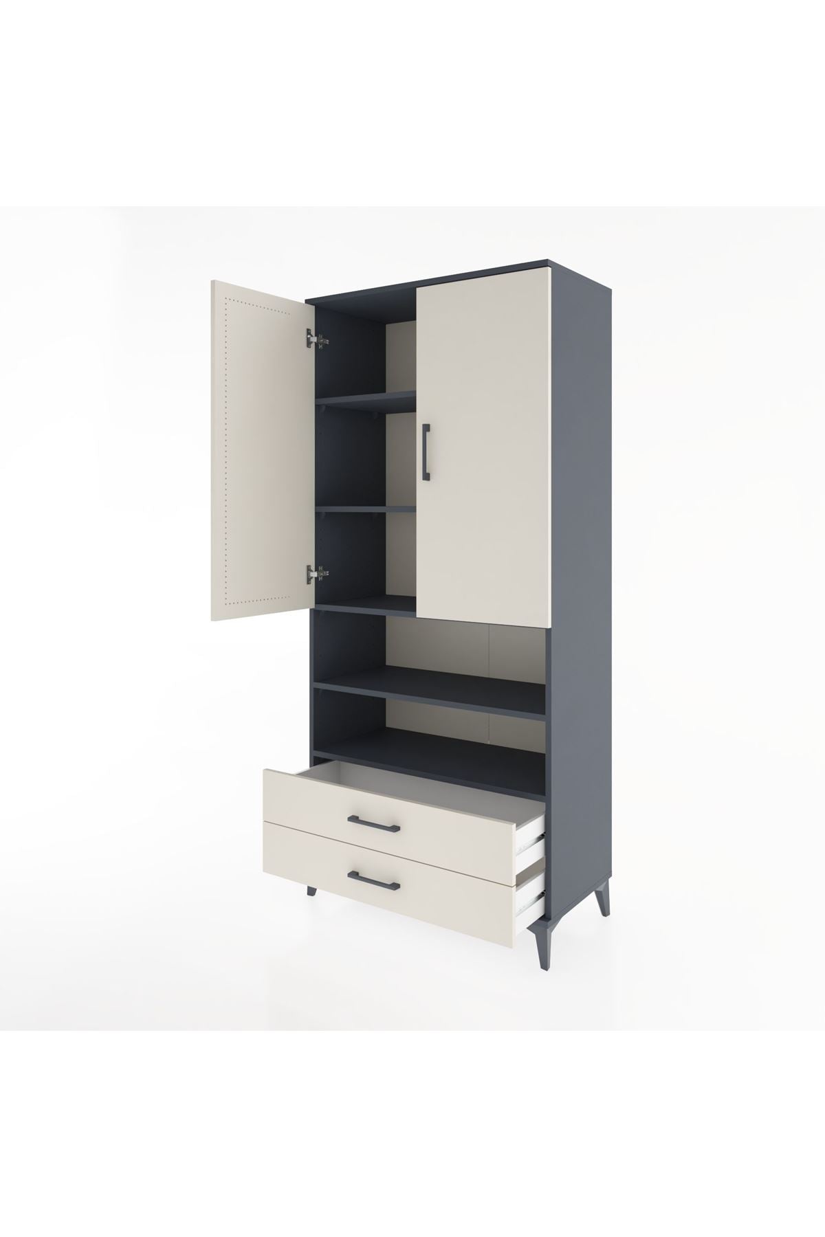 Hyperion Dolap 5 Raflı 2 Çekmeceli 2 Kapaklı 88x44x195 - S60M104V4B