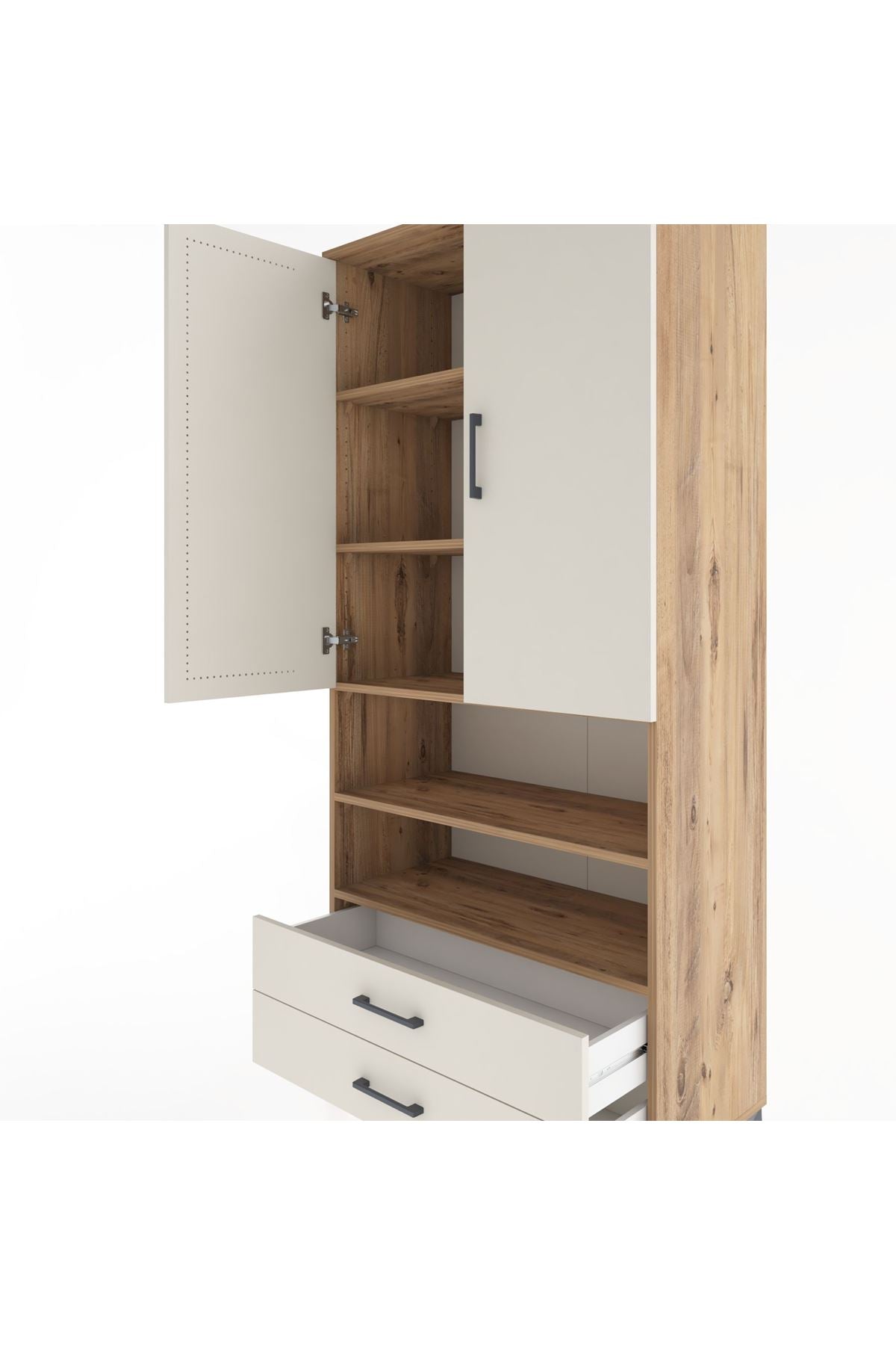 Hyperion Dolap 5 Raflı 2 Çekmeceli 2 Kapaklı 88x44x195 - S60M104V7B