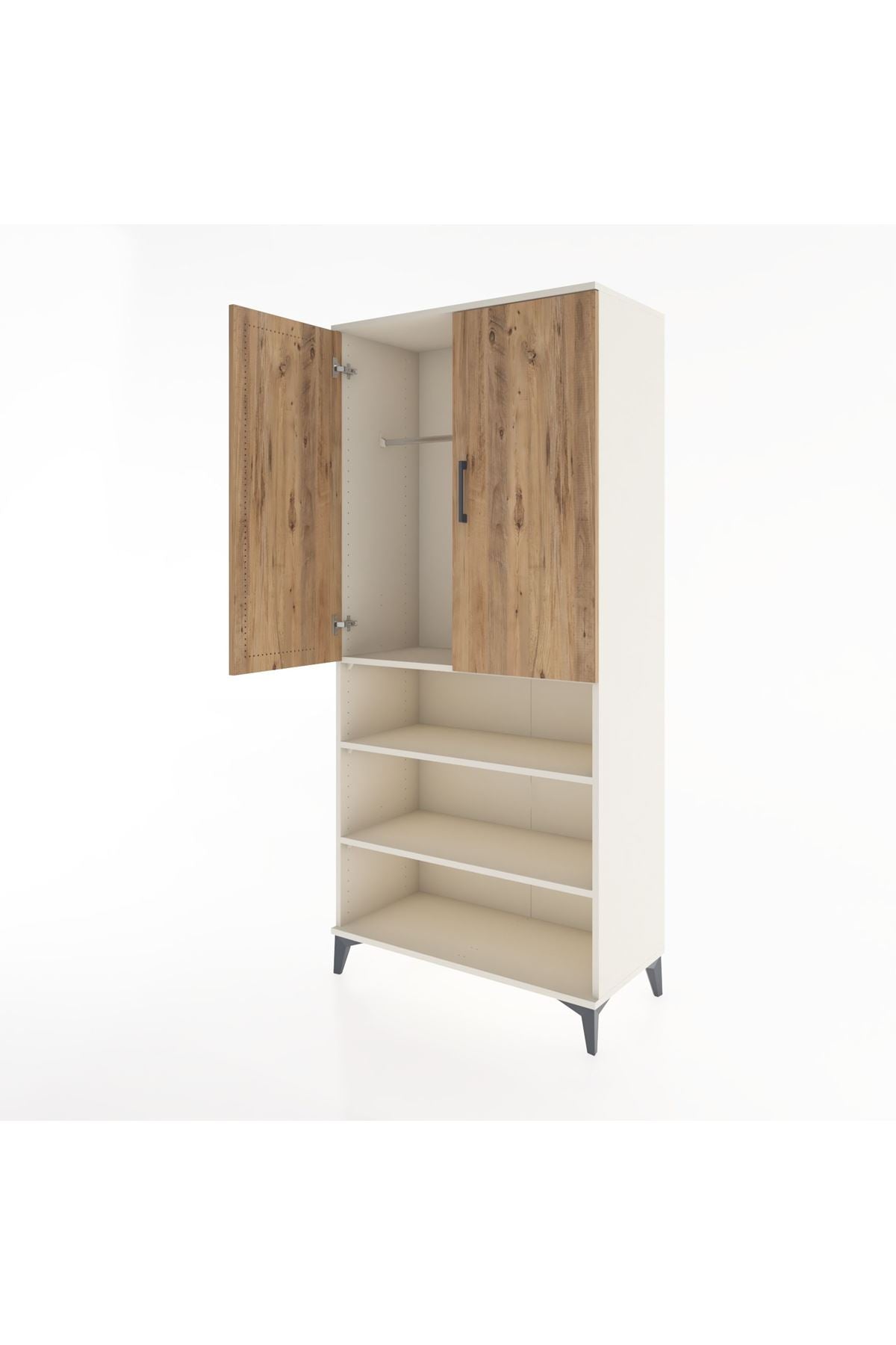 Hyperion Dolap 4 Raflı 2 Kapaklı Tek Askılı 88x44x195 - S60M105V3B