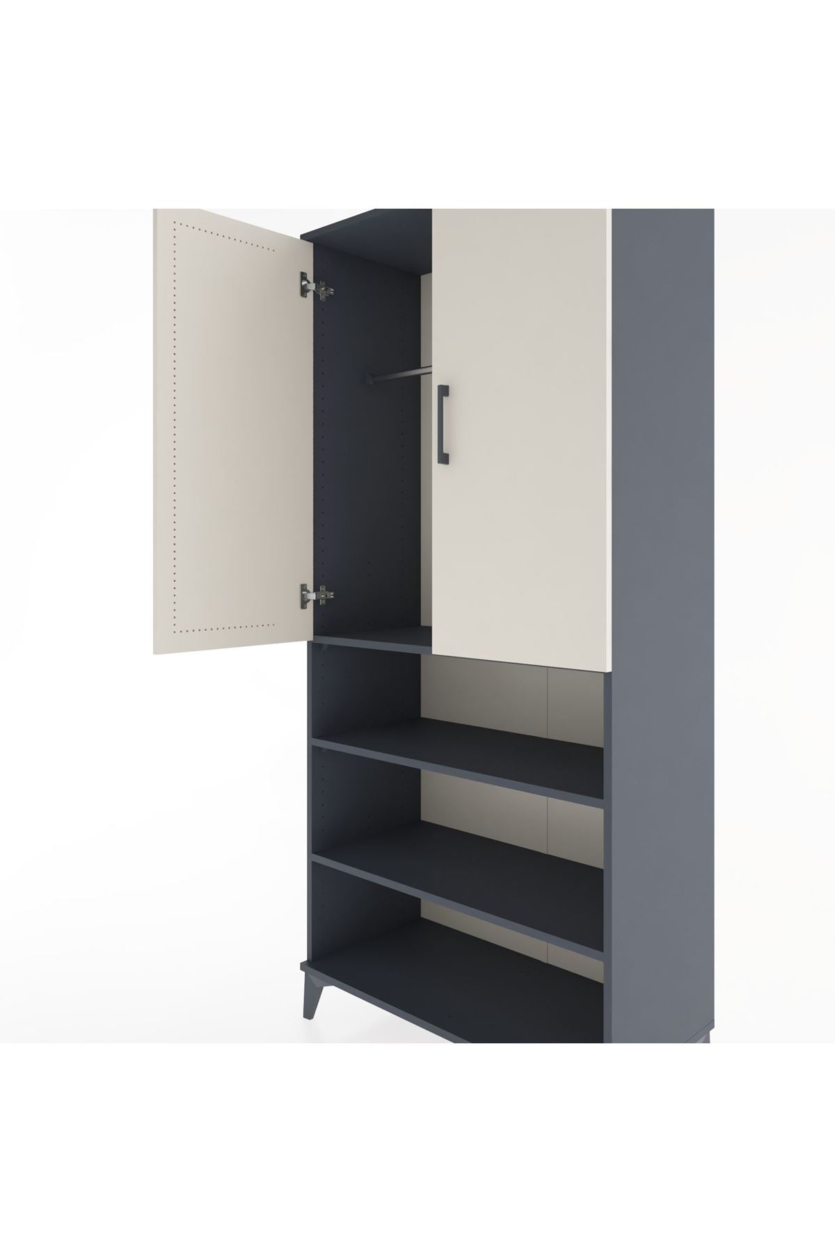 Hyperion Dolap 4 Raflı 2 Kapaklı Tek Askılı 88x44x195 - S60M105V4B