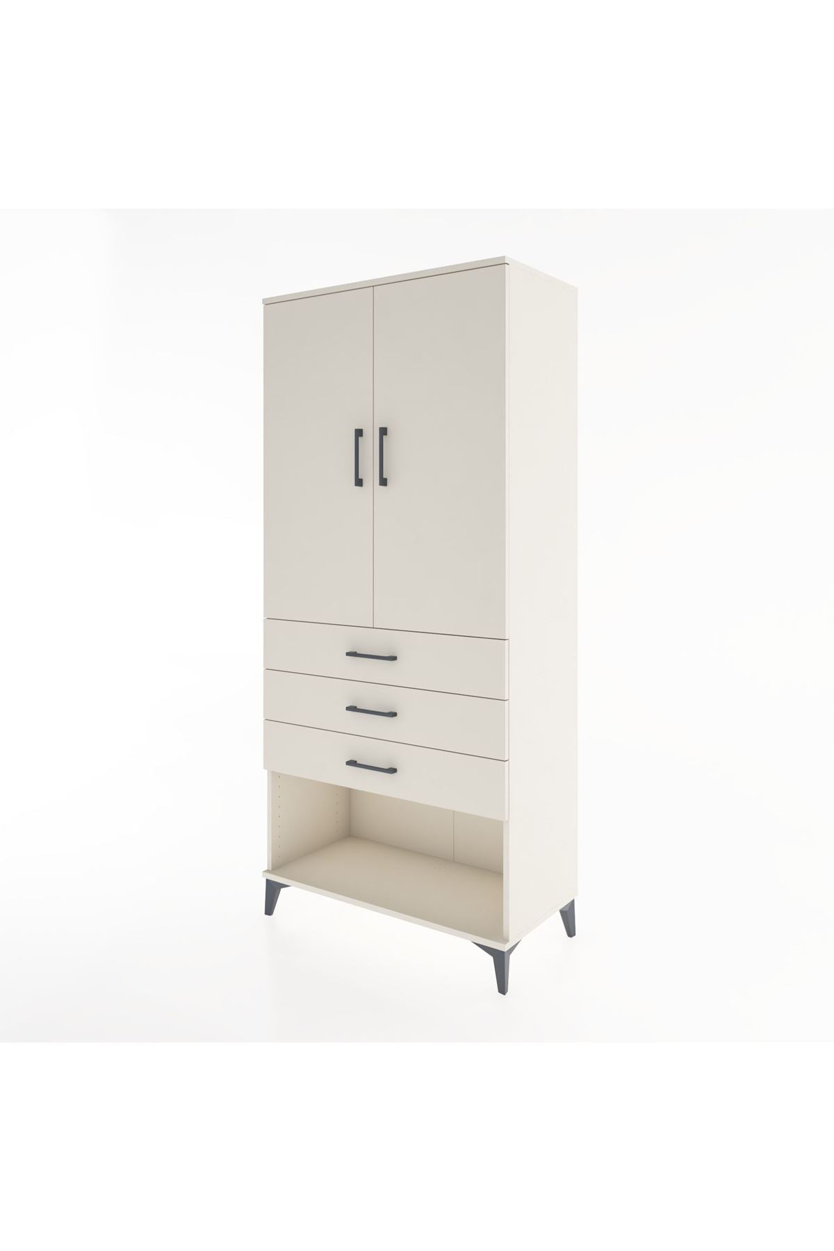 Hyperion Dolap Tek Raflı 3 Çekmeceli Tek Askılı 88x44x195 - S60M107V1B
