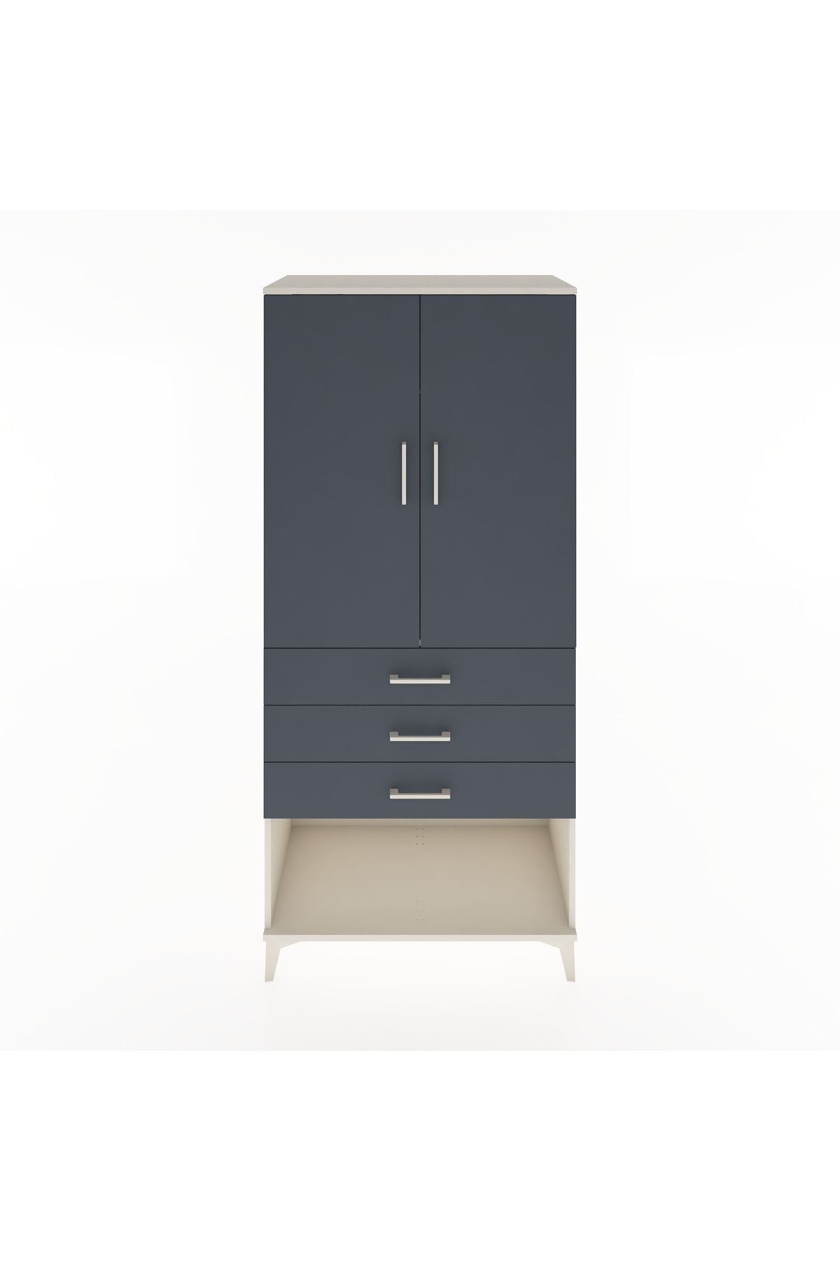 Hyperion Dolap Tek Raflı 3 Çekmeceli Tek Askılı 88x44x195 - S60M107V2B
