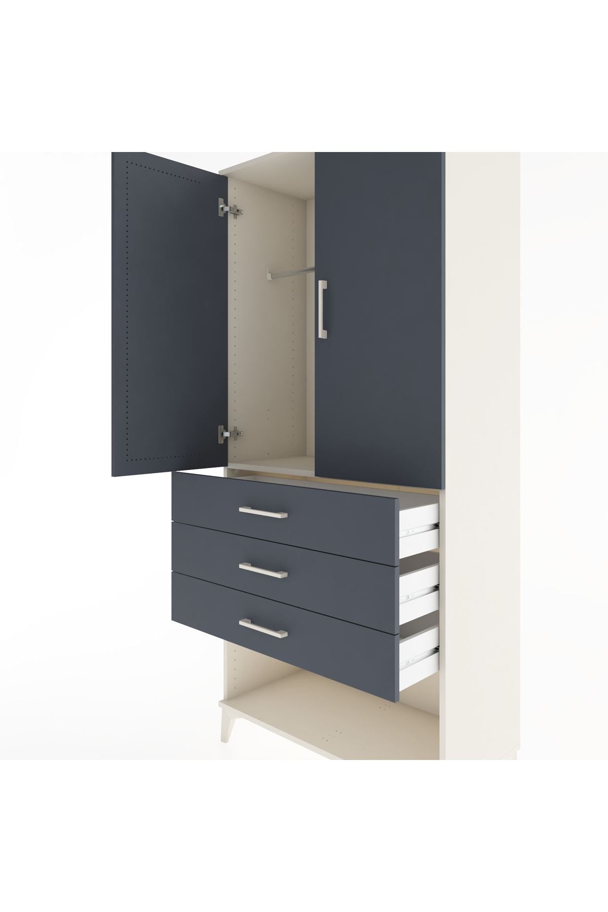 Hyperion Dolap Tek Raflı 3 Çekmeceli Tek Askılı 88x44x195 - S60M107V2B