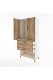 Hyperion Dolap Tek Raflı 3 Çekmeceli Tek Askılı 88x44x195 - S60M107V3B