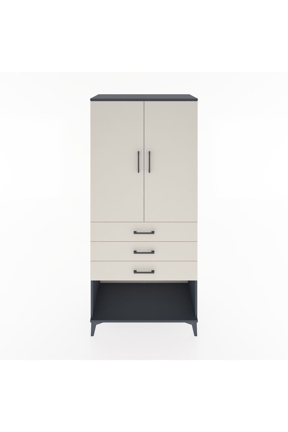 Hyperion Dolap Tek Raflı 3 Çekmeceli Tek Askılı 88x44x195 - S60M107V4B