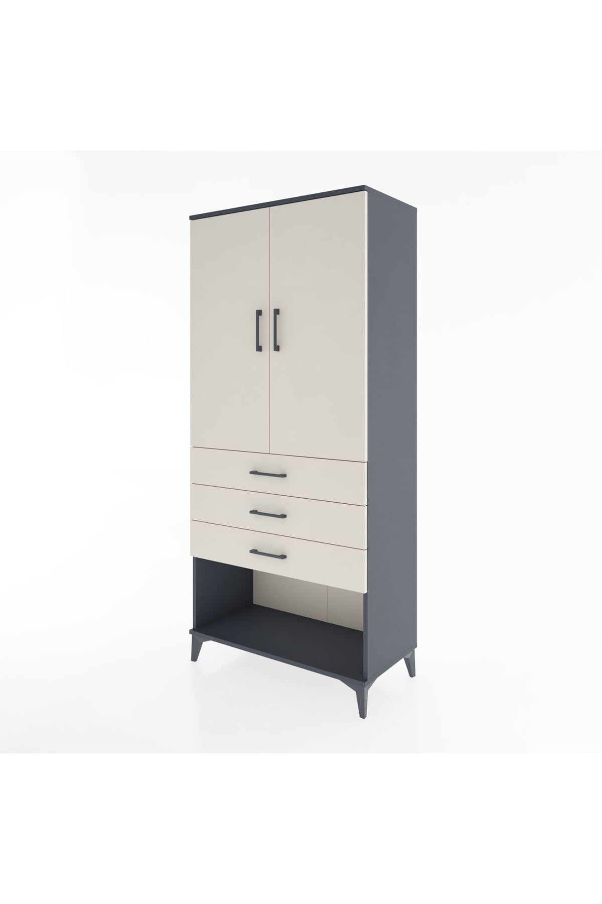 Hyperion Dolap Tek Raflı 3 Çekmeceli Tek Askılı 88x44x195 - S60M107V4B