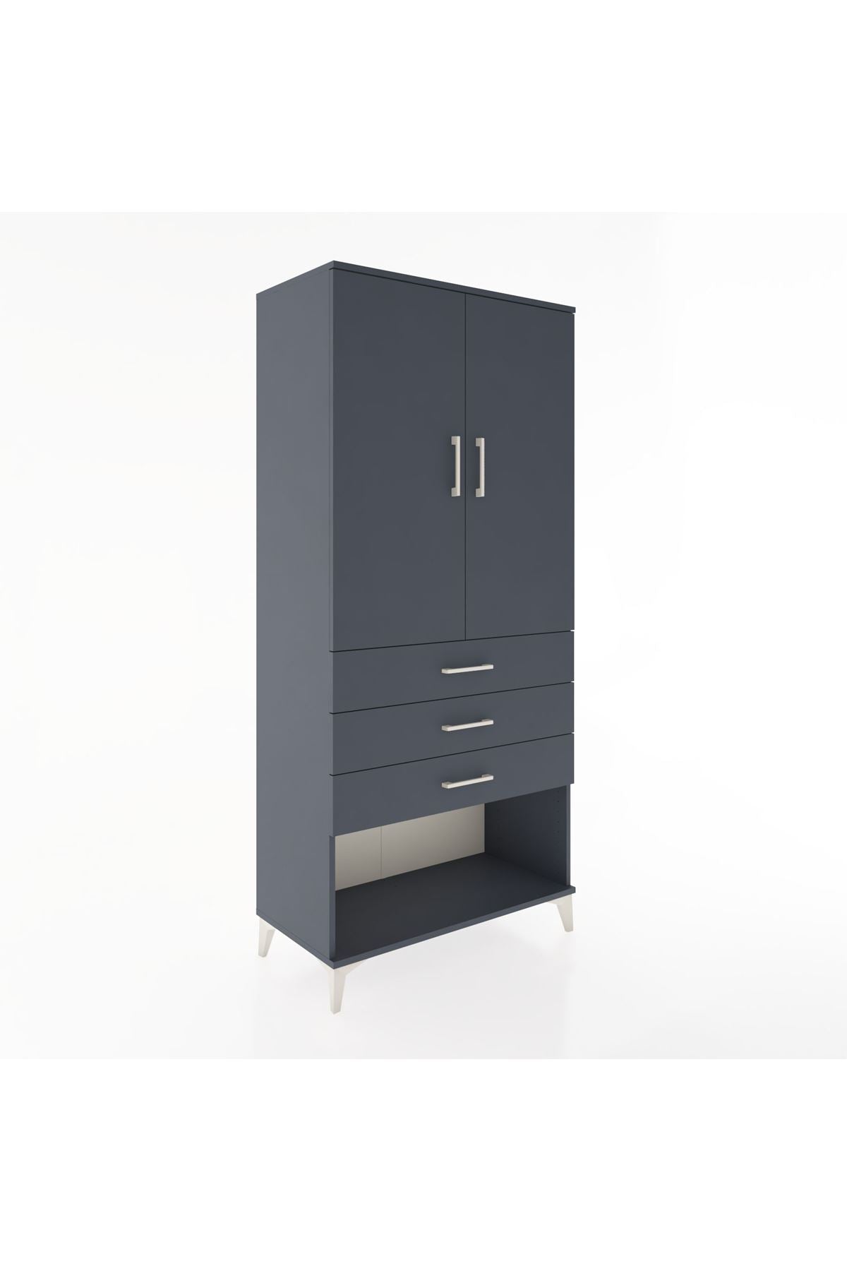 Hyperion Dolap Tek Raflı 3 Çekmeceli Tek Askılı 88x44x195 - S60M107V5B