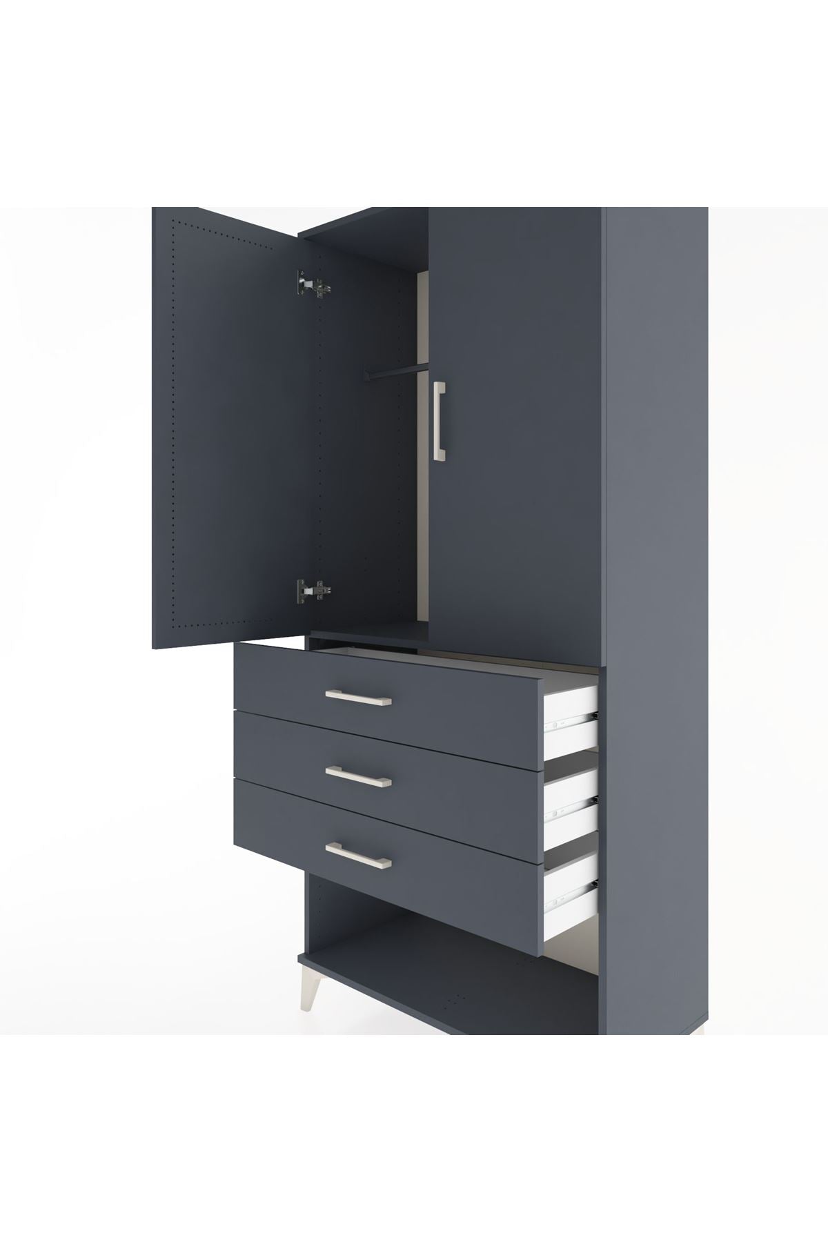 Hyperion Dolap Tek Raflı 3 Çekmeceli Tek Askılı 88x44x195 - S60M107V5B