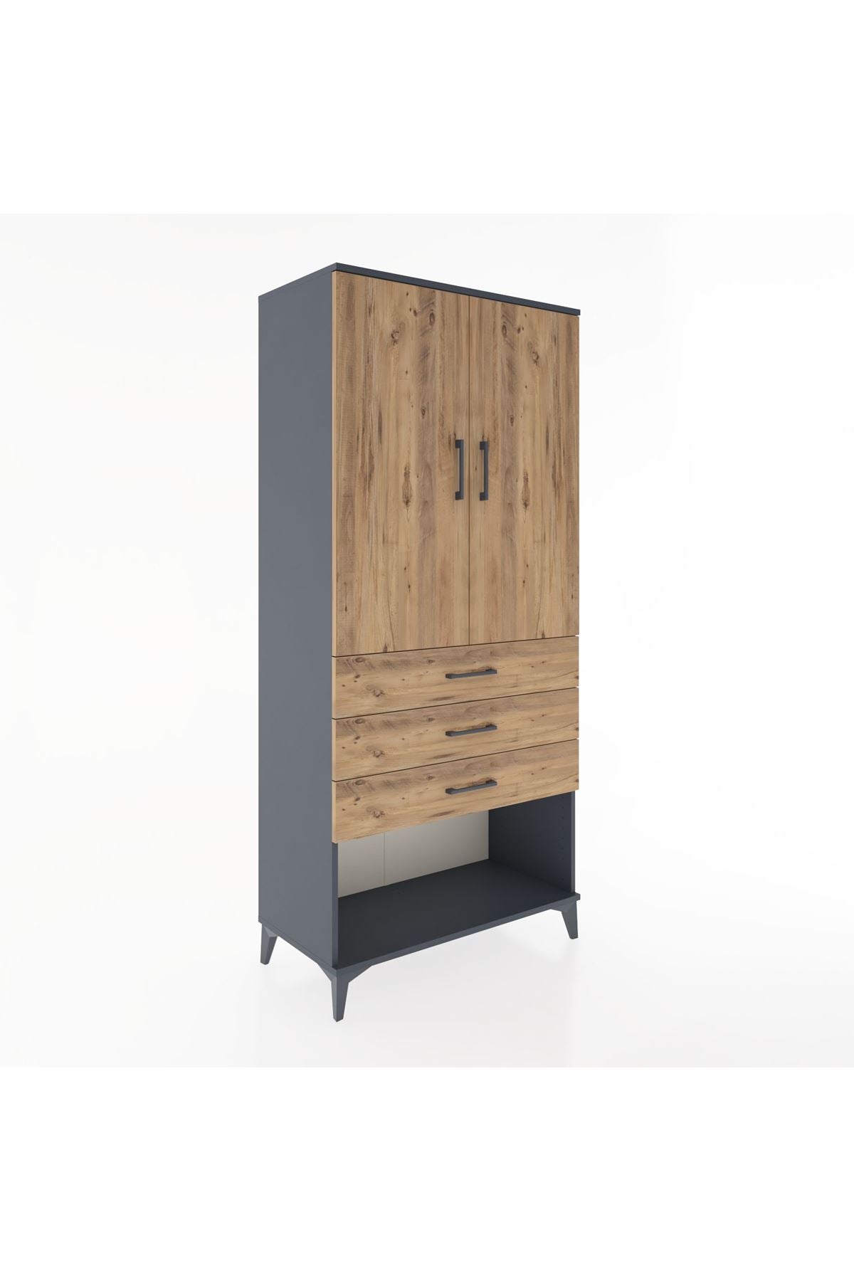 Hyperion Dolap Tek Raflı 3 Çekmeceli Tek Askılı 88x44x195 - S60M107V6B