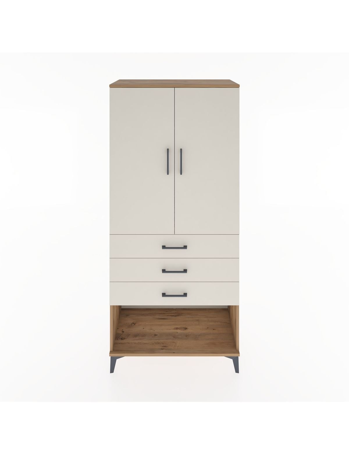 Hyperion Dolap Tek Raflı 3 Çekmeceli Tek Askılı 88x44x195 - S60M107V7B