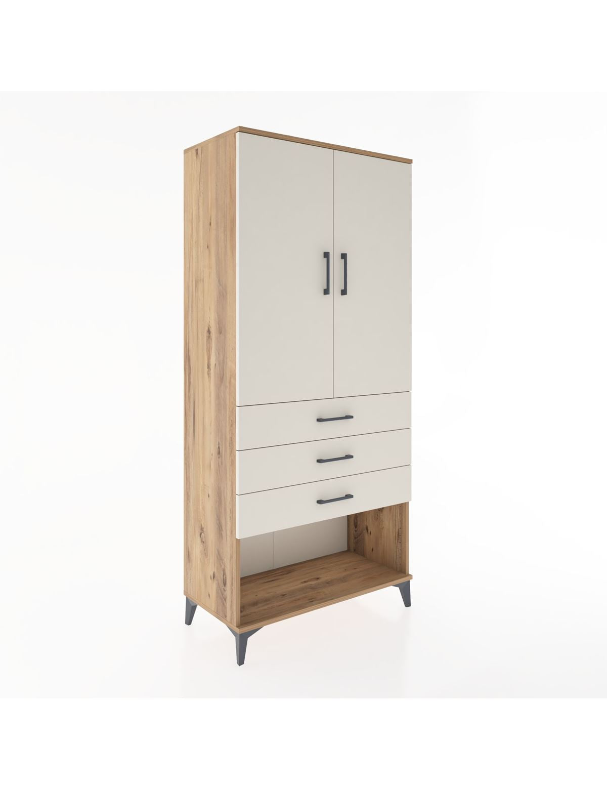 Hyperion Dolap Tek Raflı 3 Çekmeceli Tek Askılı 88x44x195 - S60M107V7B