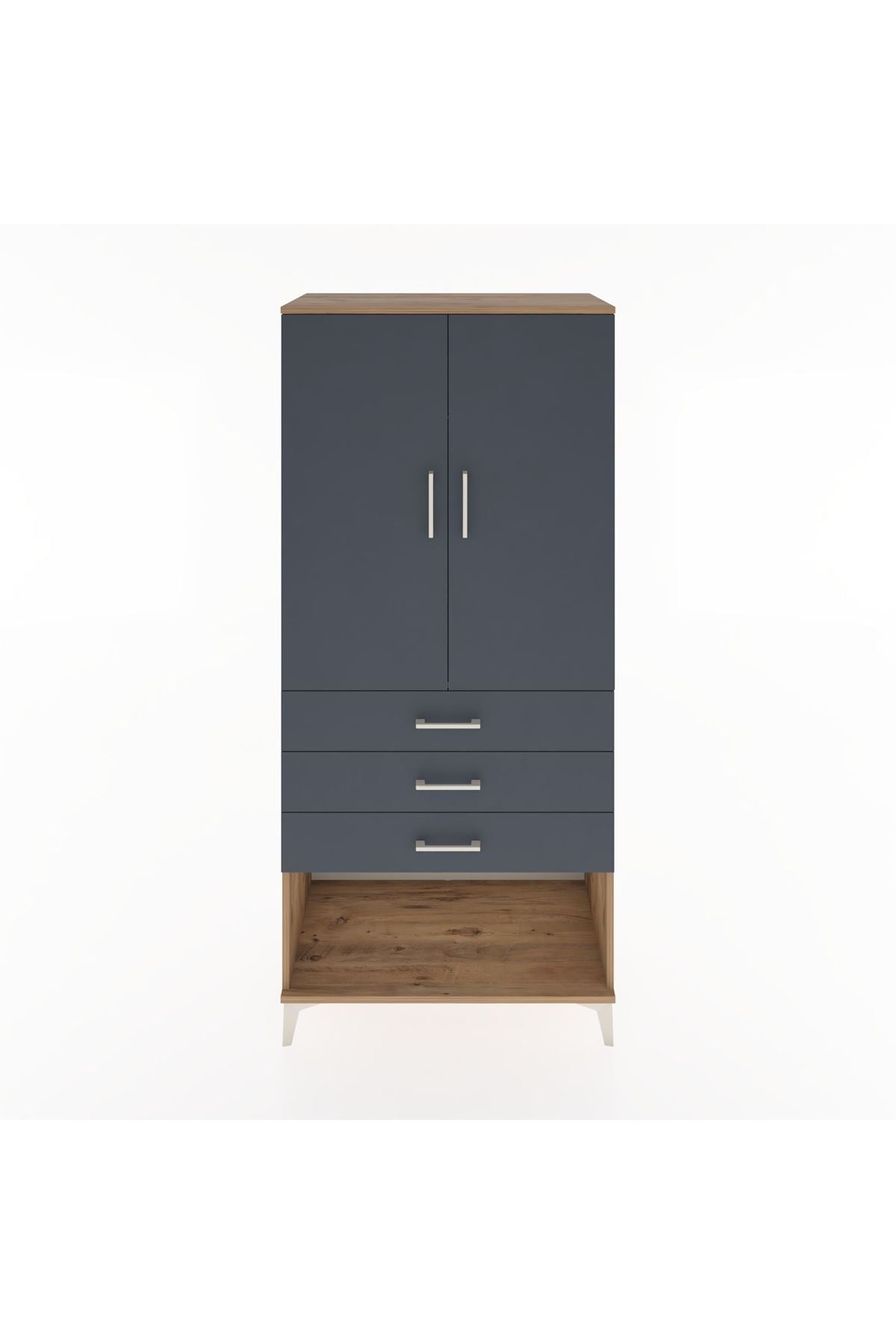 Hyperion Dolap Tek Raflı 3 Çekmeceli Tek Askılı 88x44x195 - S60M107V8B