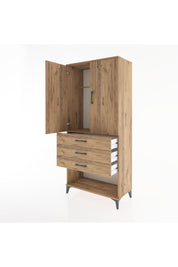 Hyperion Dolap Tek Raflı 3 Çekmeceli Tek Askılı 88x44x195 - S60M107V9B