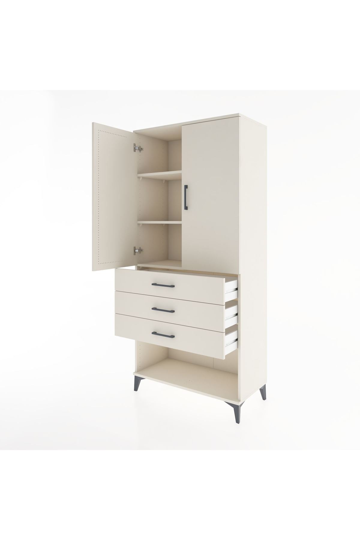 Hyperion Dolap 3 Raflı 3 Çekmeceli 2 Kapaklı 88x44x195 - S60M108V1B