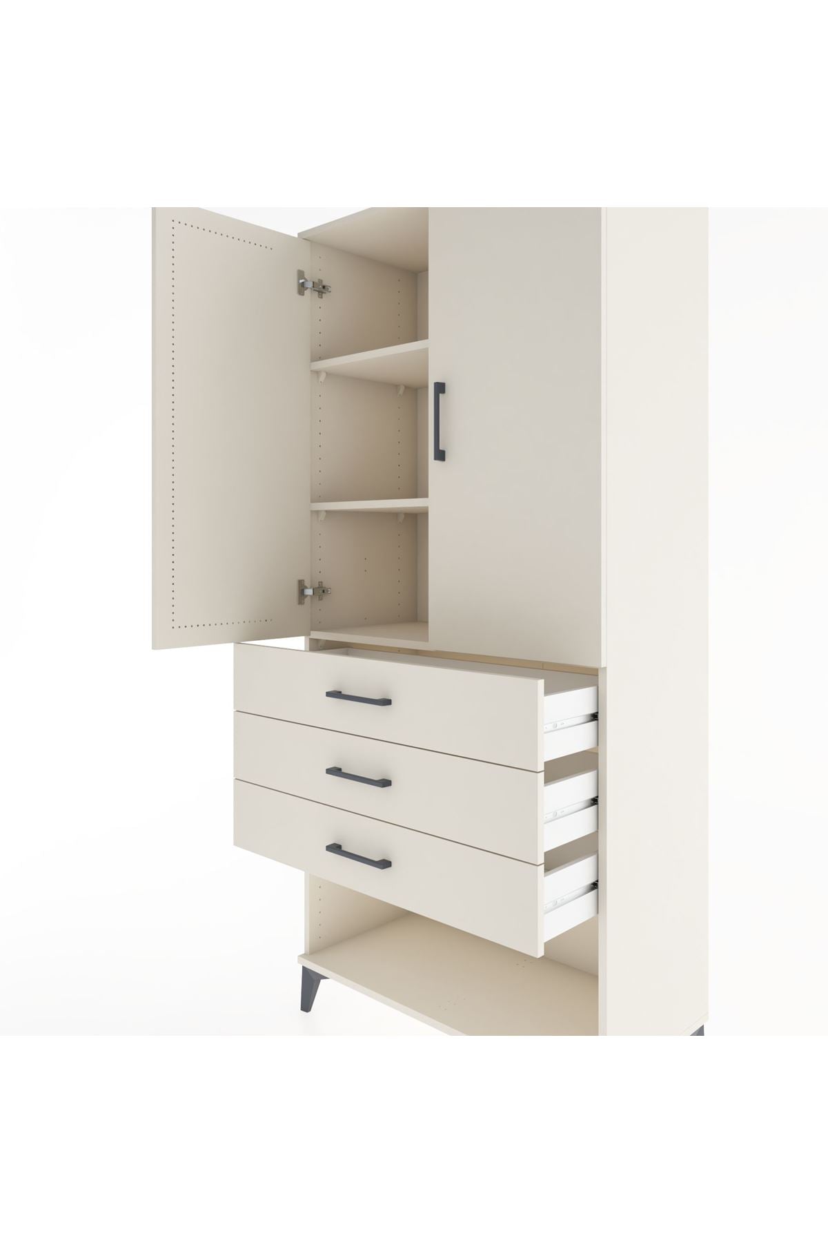 Hyperion Dolap 3 Raflı 3 Çekmeceli 2 Kapaklı 88x44x195 - S60M108V1B