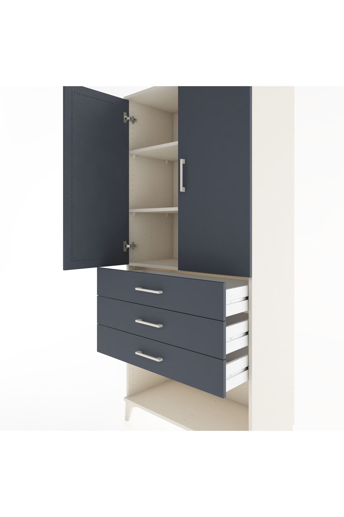 Hyperion Dolap 3 Raflı 3 Çekmeceli 2 Kapaklı 88x44x195 - S60M108V2B