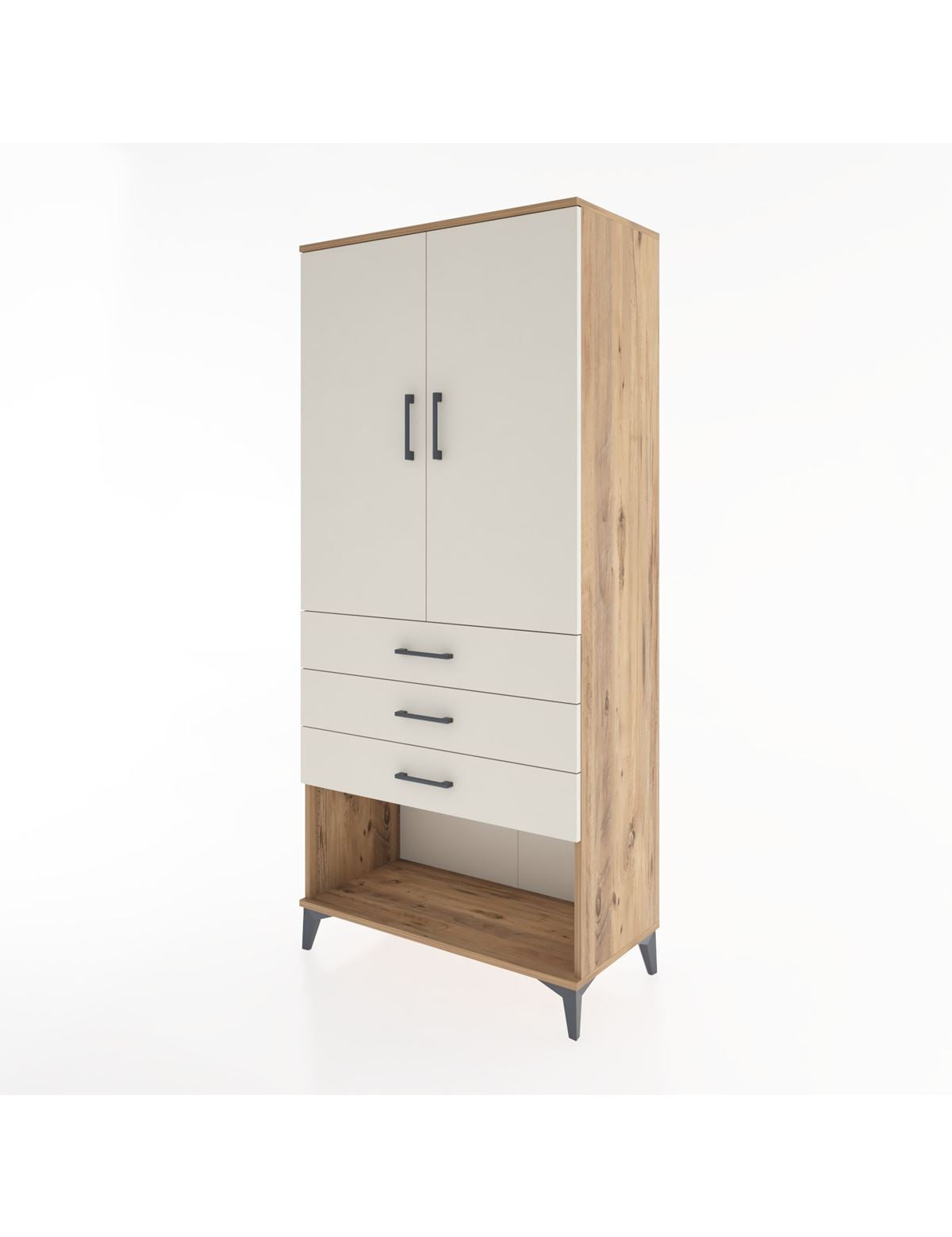 Hyperion Dolap 3 Raflı 3 Çekmeceli 2 Kapaklı 88x44x195 - S60M108V7B