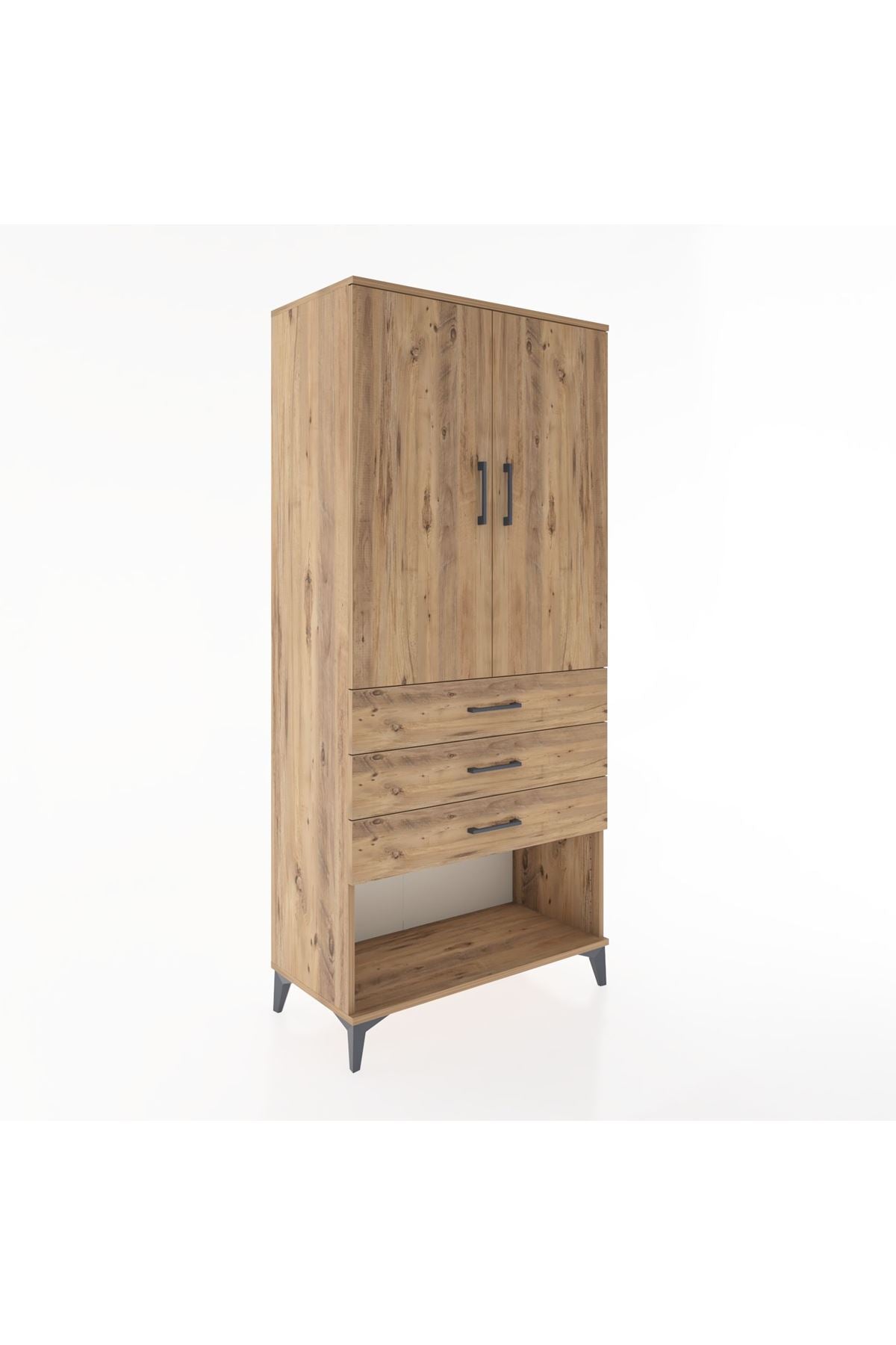 Hyperion Dolap 3 Raflı 3 Çekmeceli 2 Kapaklı 88x44x195 - S60M108V9B