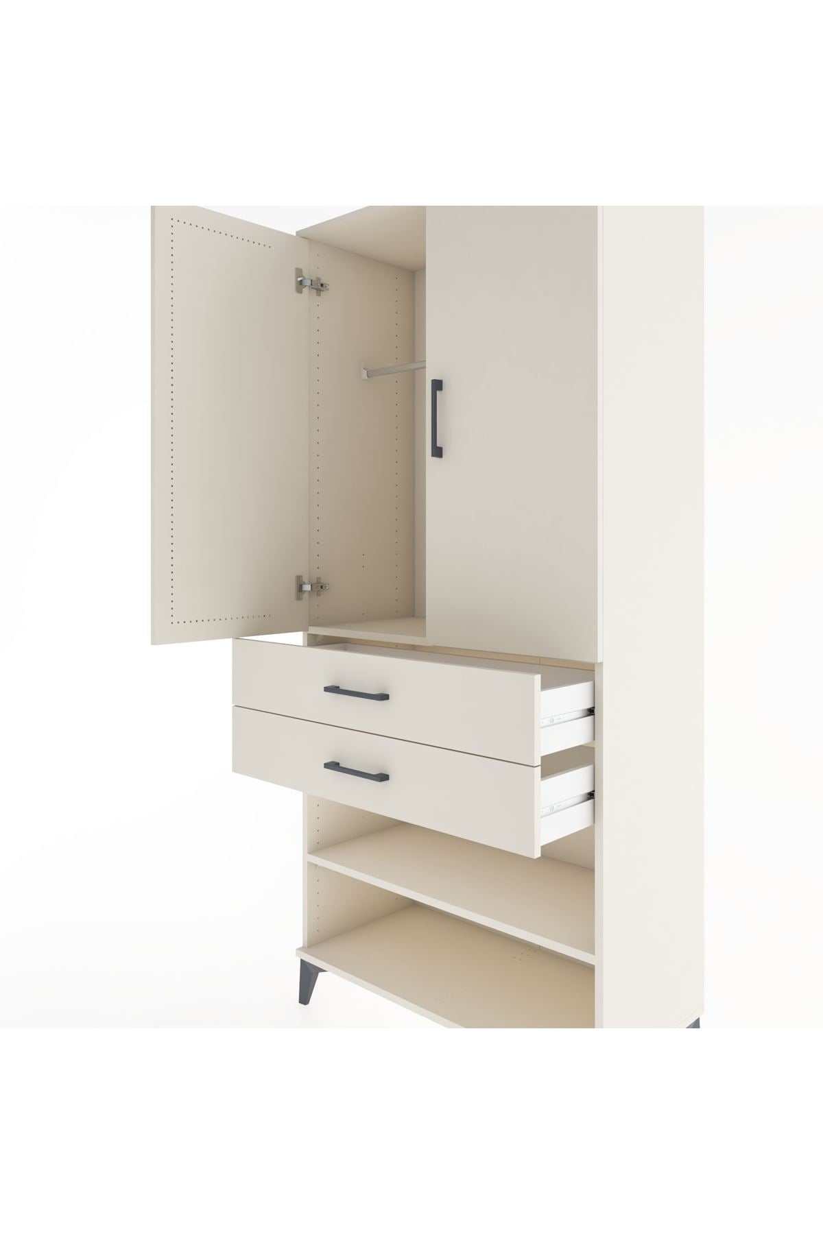 Hyperion Dolap 2 Raflı 2 Çekmeceli Tek Askılı 88x44x195 - S60M109V1B