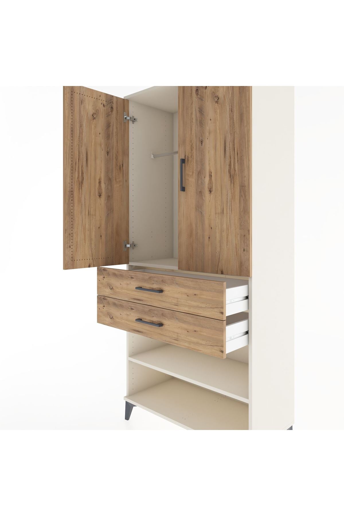 Hyperion Dolap 2 Raflı 2 Çekmeceli Tek Askılı 88x44x195 - S60M109V3B