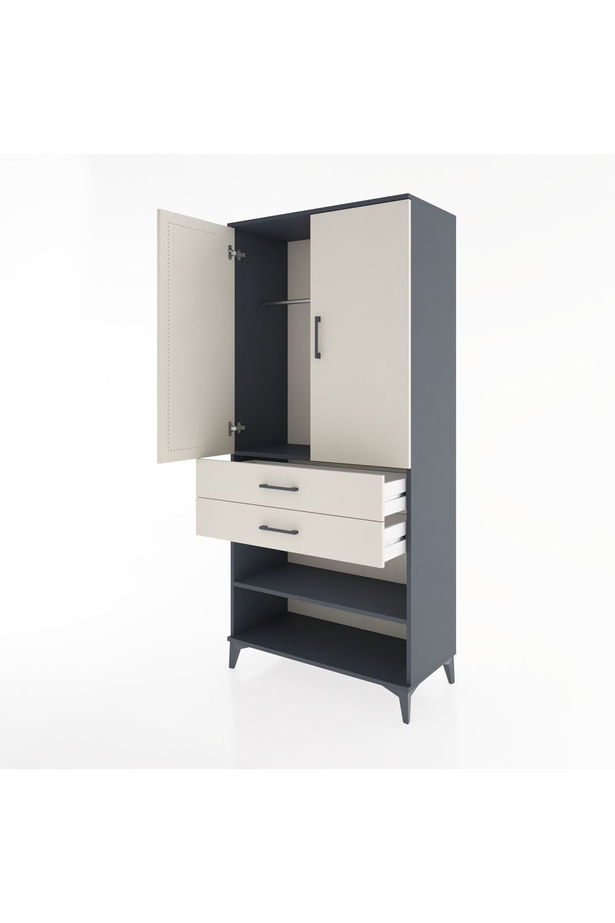 Hyperion Dolap 2 Raflı 2 Çekmeceli Tek Askılı 88x44x195 - S60M109V4B