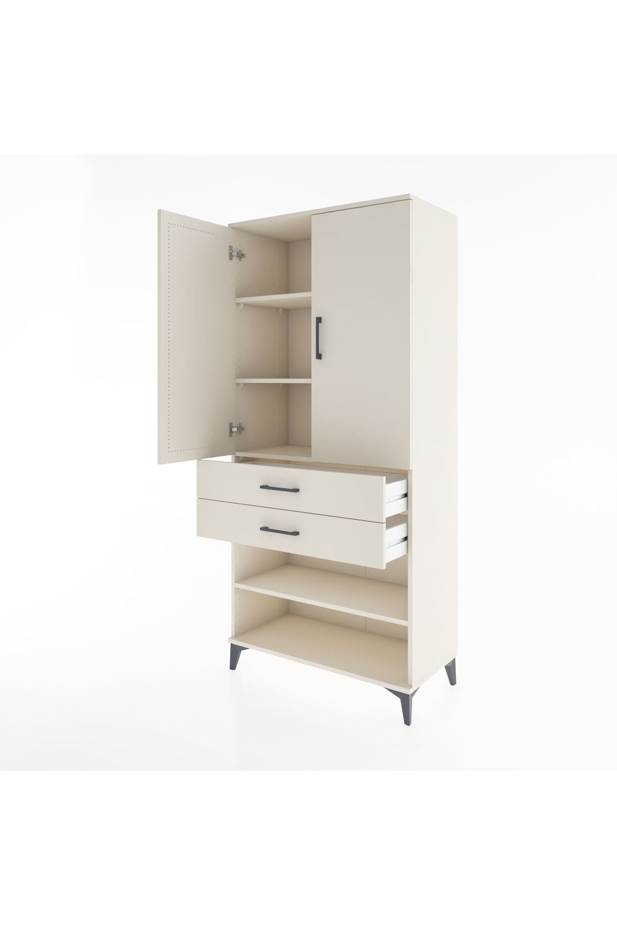 Hyperion Dolap 4 Raflı 2 Çekmeceli 2 Kapaklı 88x44x195 - S60M110V1B