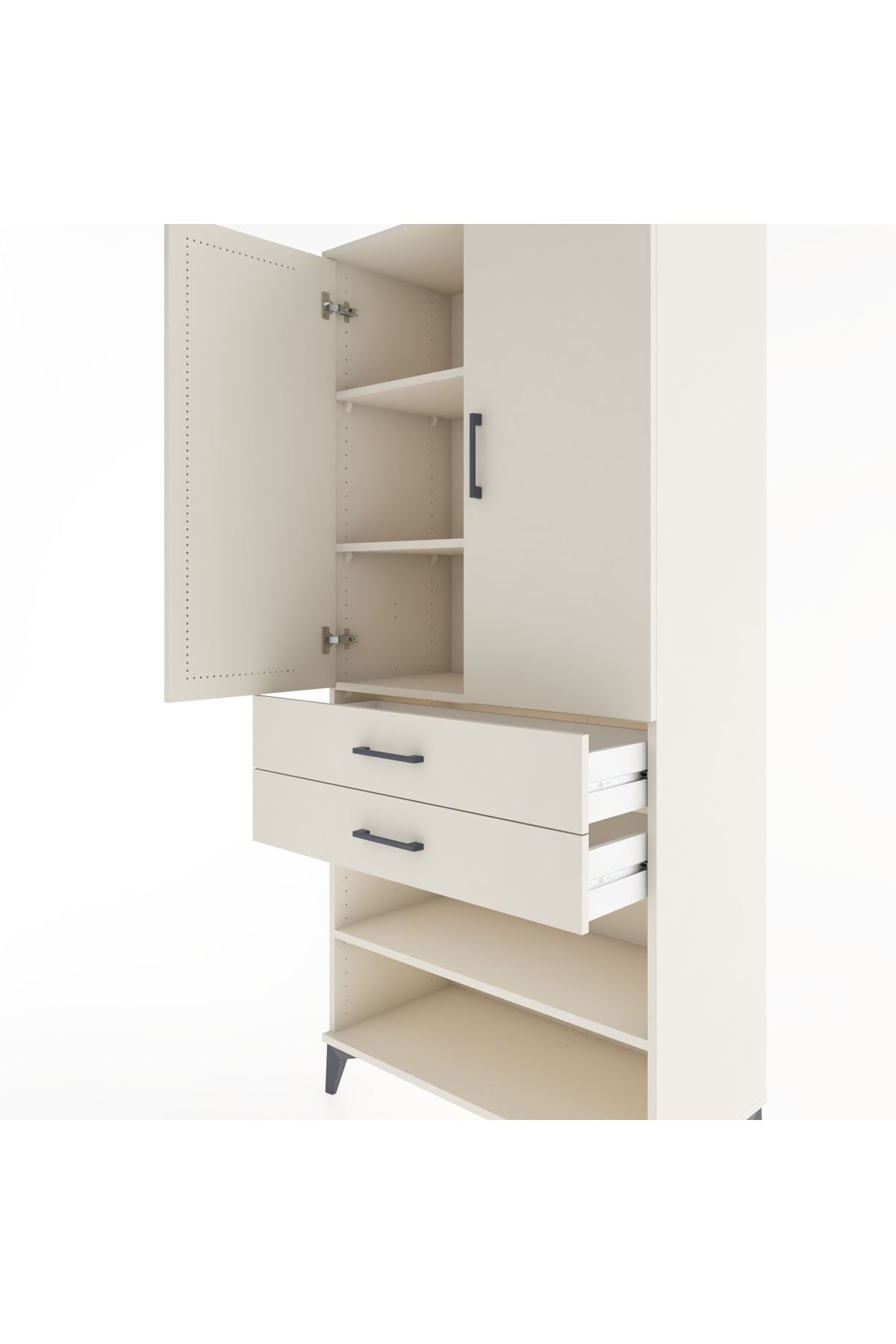 Hyperion Dolap 4 Raflı 2 Çekmeceli 2 Kapaklı 88x44x195 - S60M110V1B