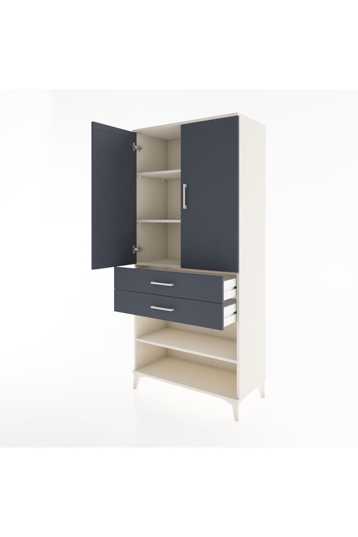 Hyperion Dolap 4 Raflı 2 Çekmeceli 2 Kapaklı 88x44x195 - S60M110V2B